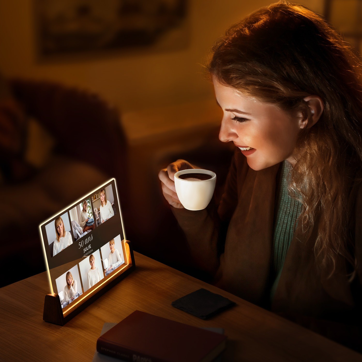 Lámpara LED horizontal personalizada Murrano para el aniversario de las mujeres