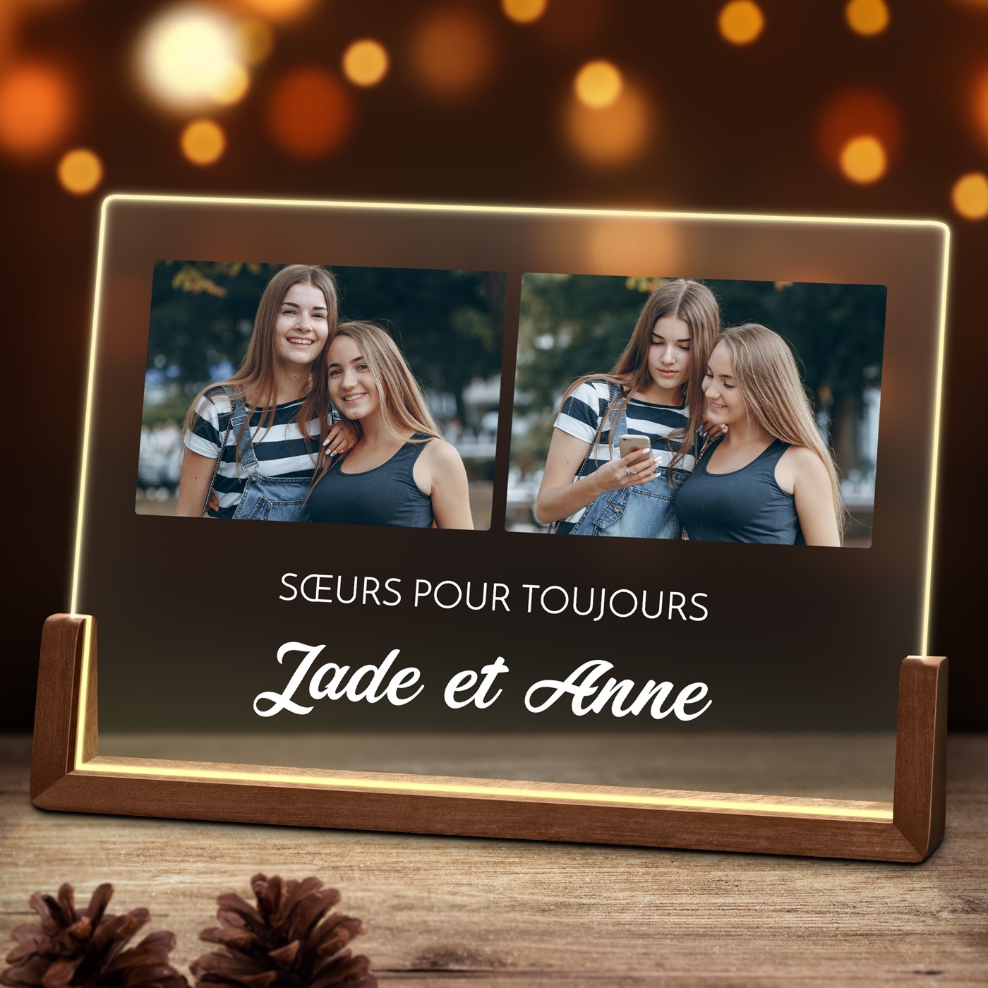 Lámpara LED horizontal personalizada Murrano para hermana