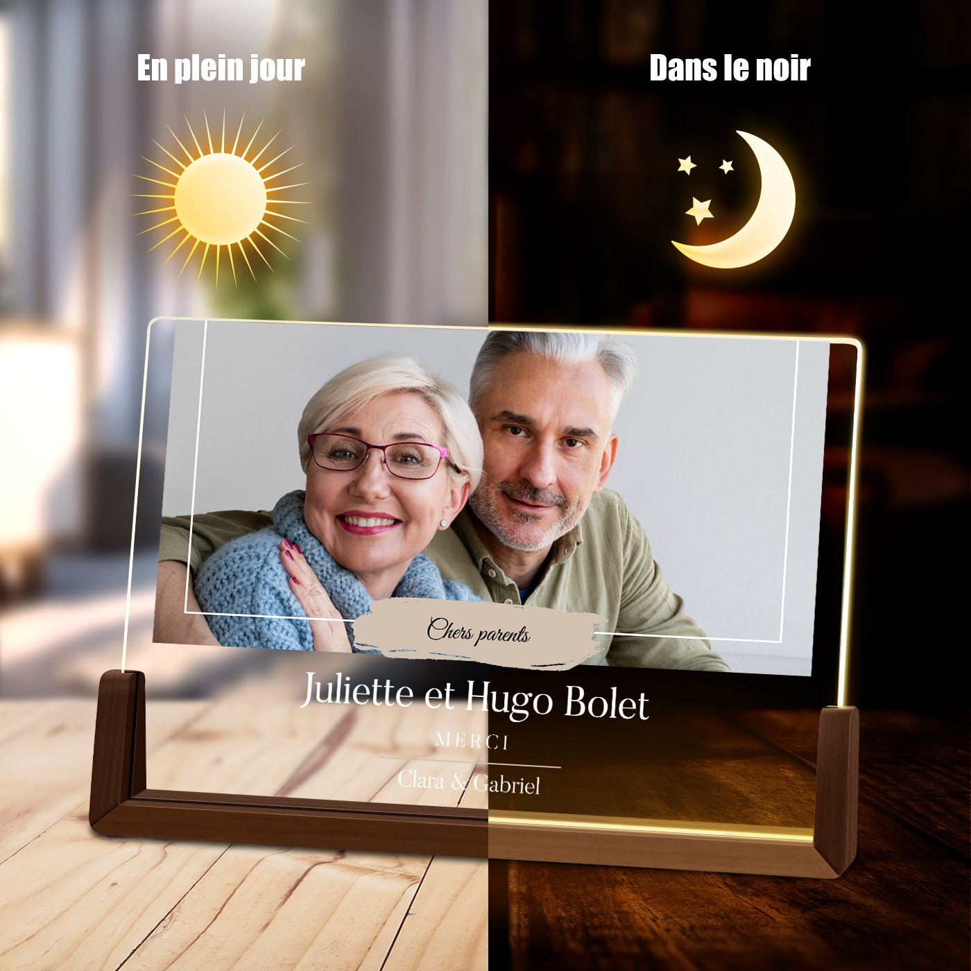 Murrano Custom Horizontal LED Lamp with Photo for Parents