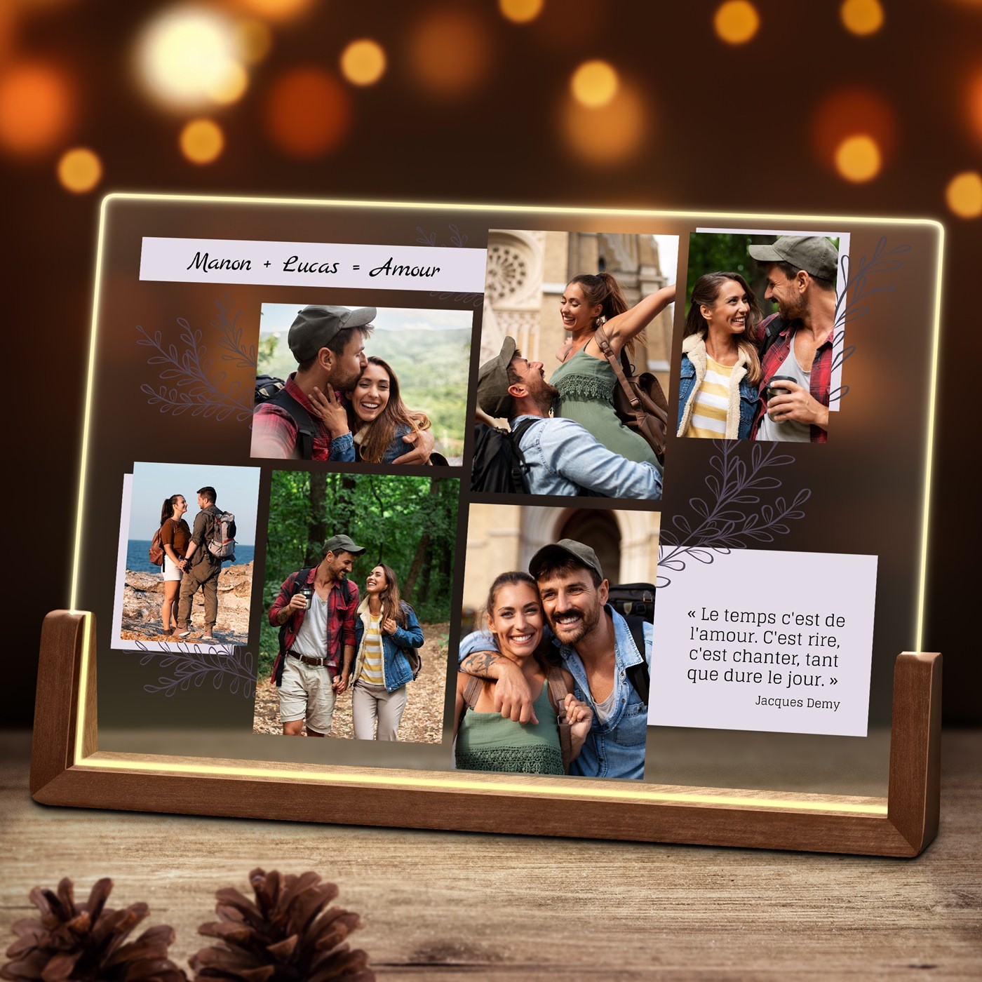 Lámpara LED horizontal personalizada para parejas de Murrano