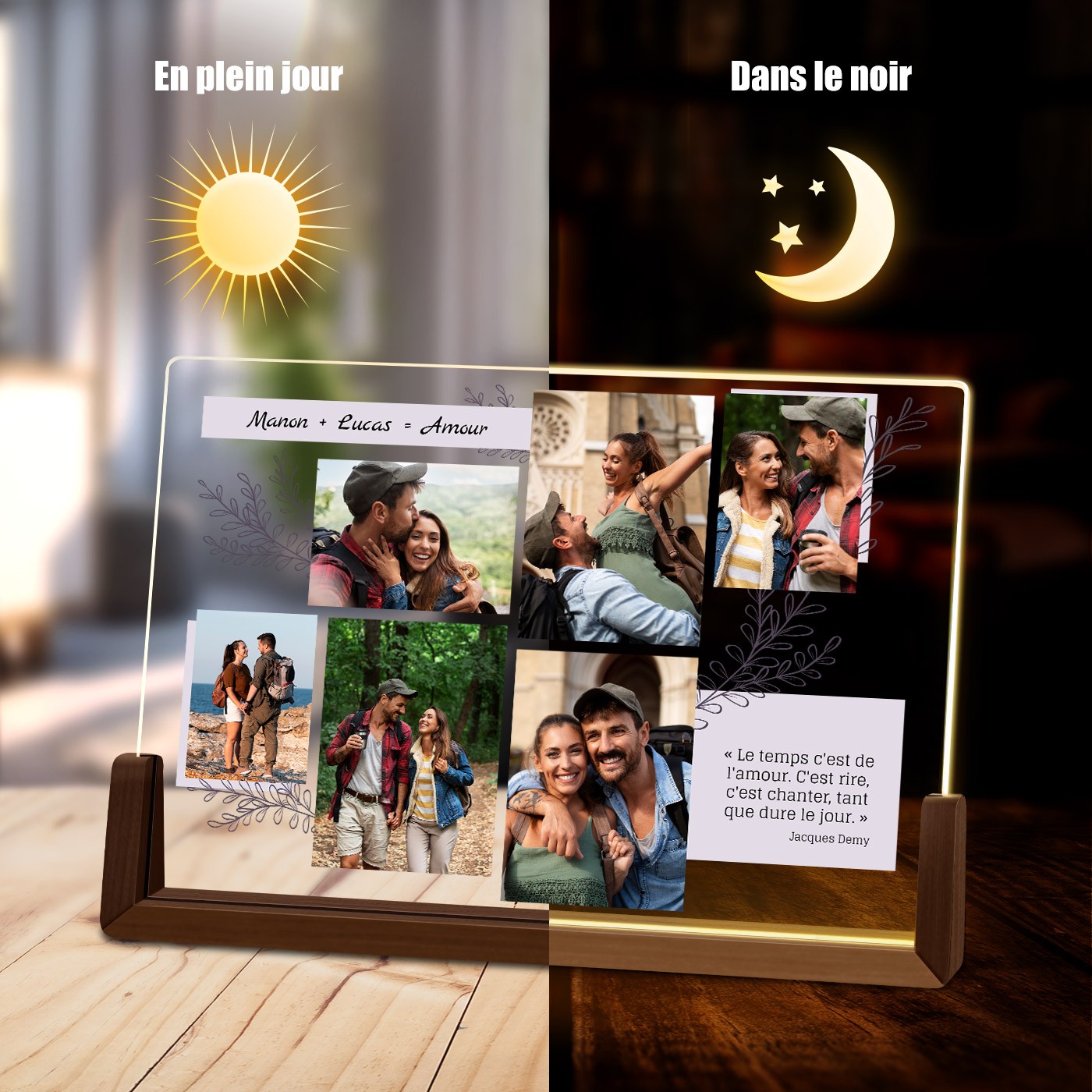 Lámpara LED horizontal personalizada para parejas de Murrano