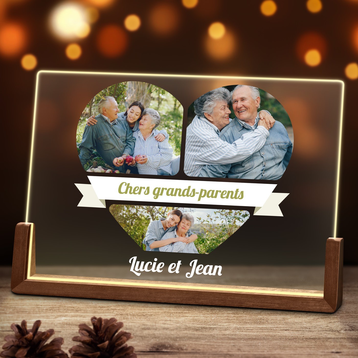 Lámpara LED horizontal personalizada para abuelos