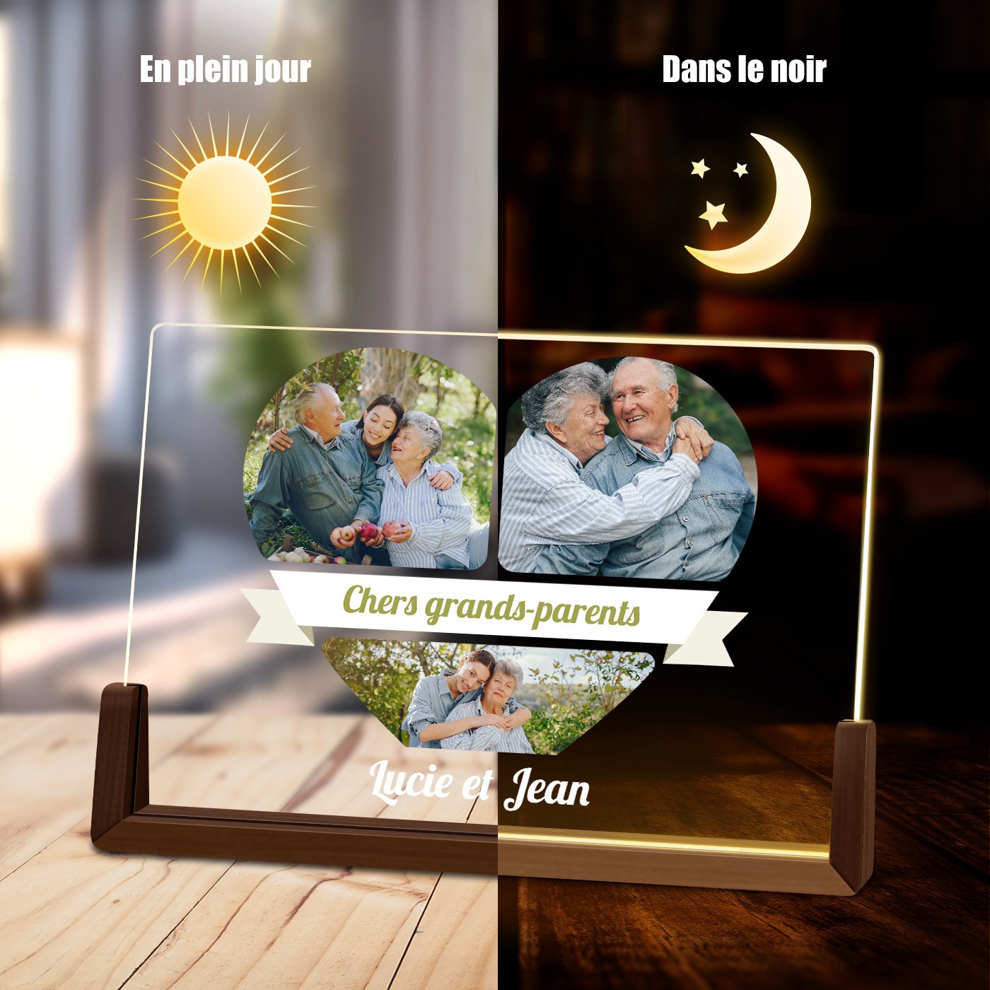 Lámpara LED horizontal personalizada para abuelos
