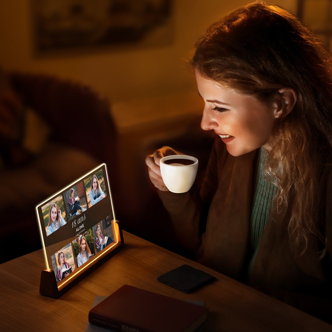 Lampe LED horizontale personnalisée Murrano pour son 18e anniversaire