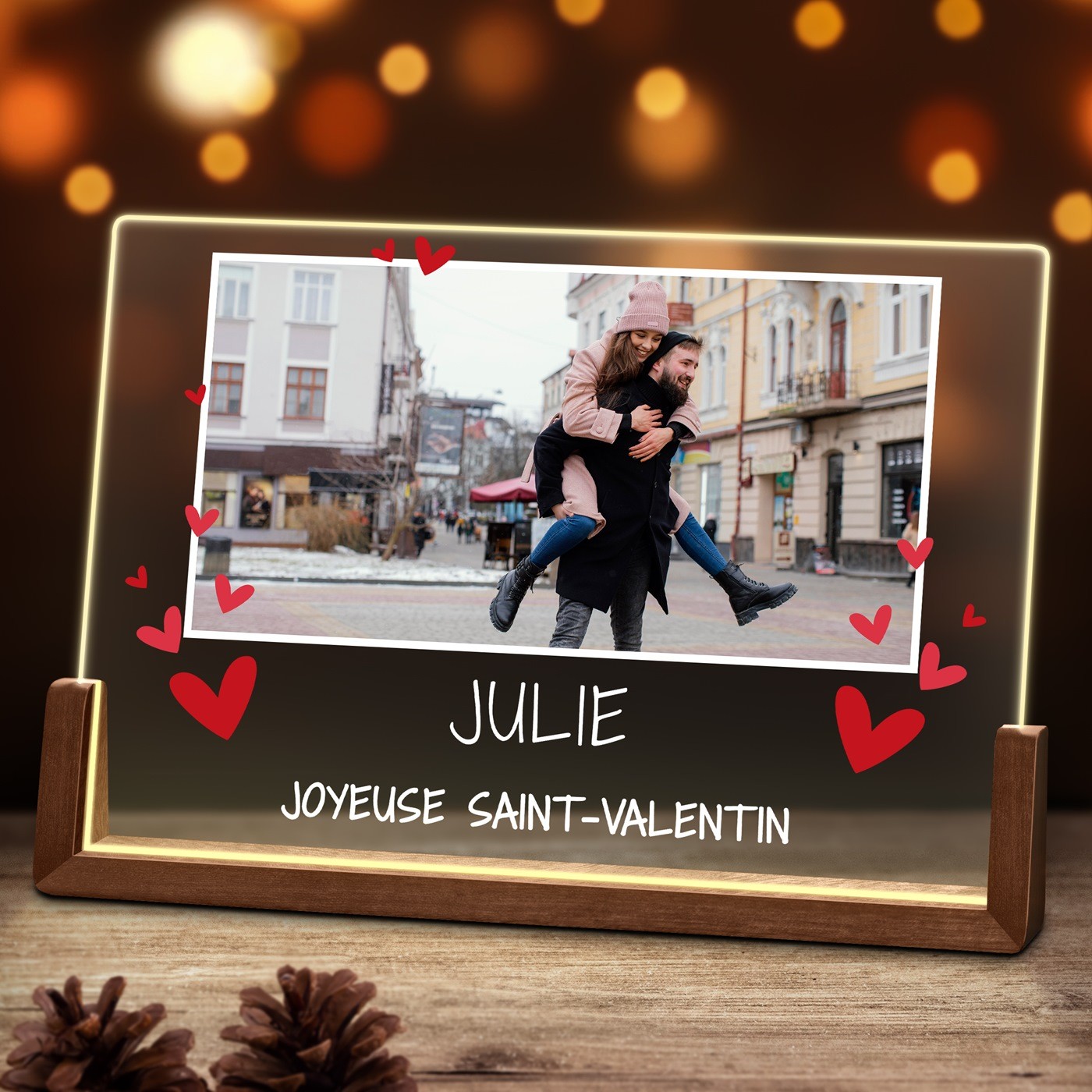 Lámpara LED horizontal personalizada Murrano para el Día de San Valentín