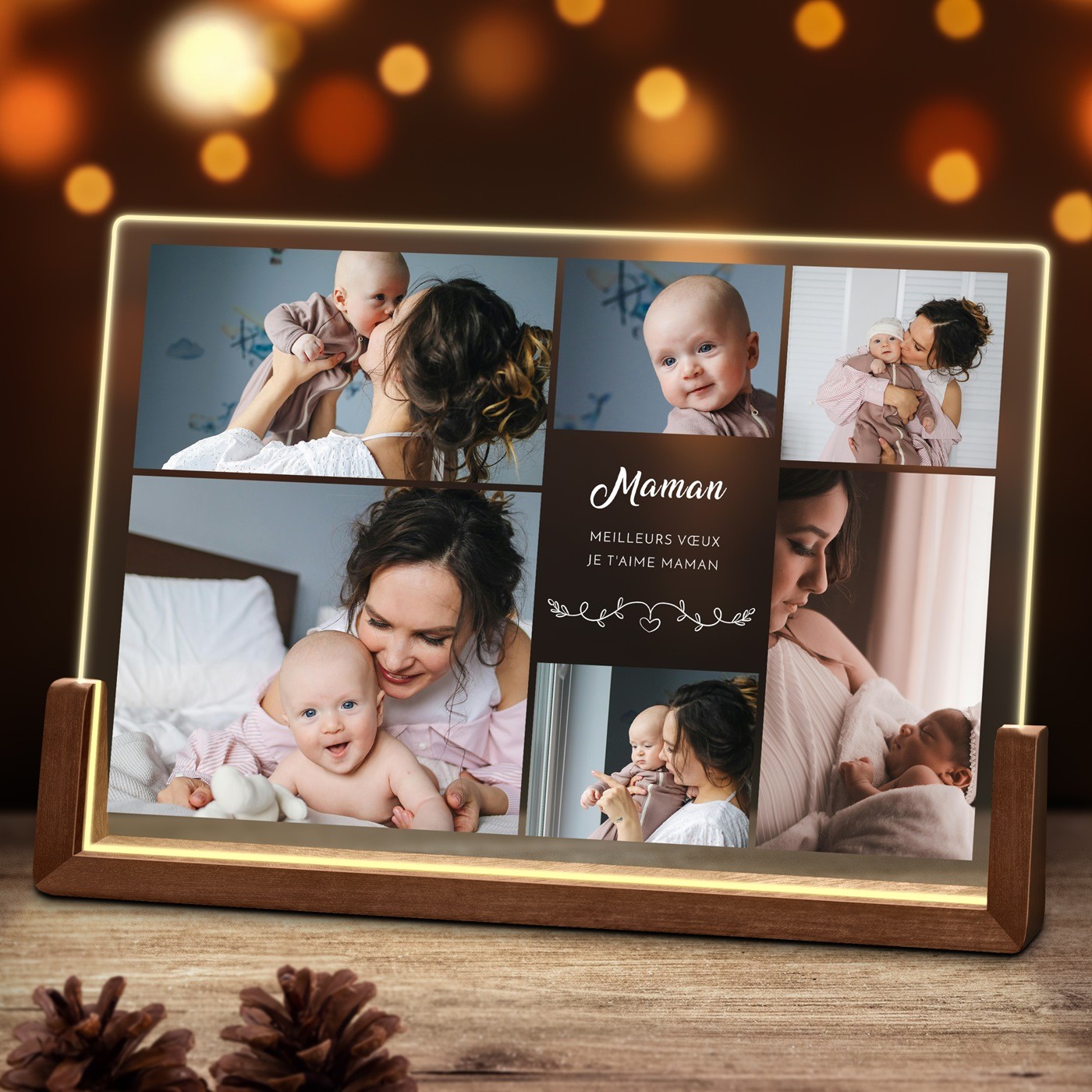 Lámpara LED horizontal personalizada de Murrano para mamá