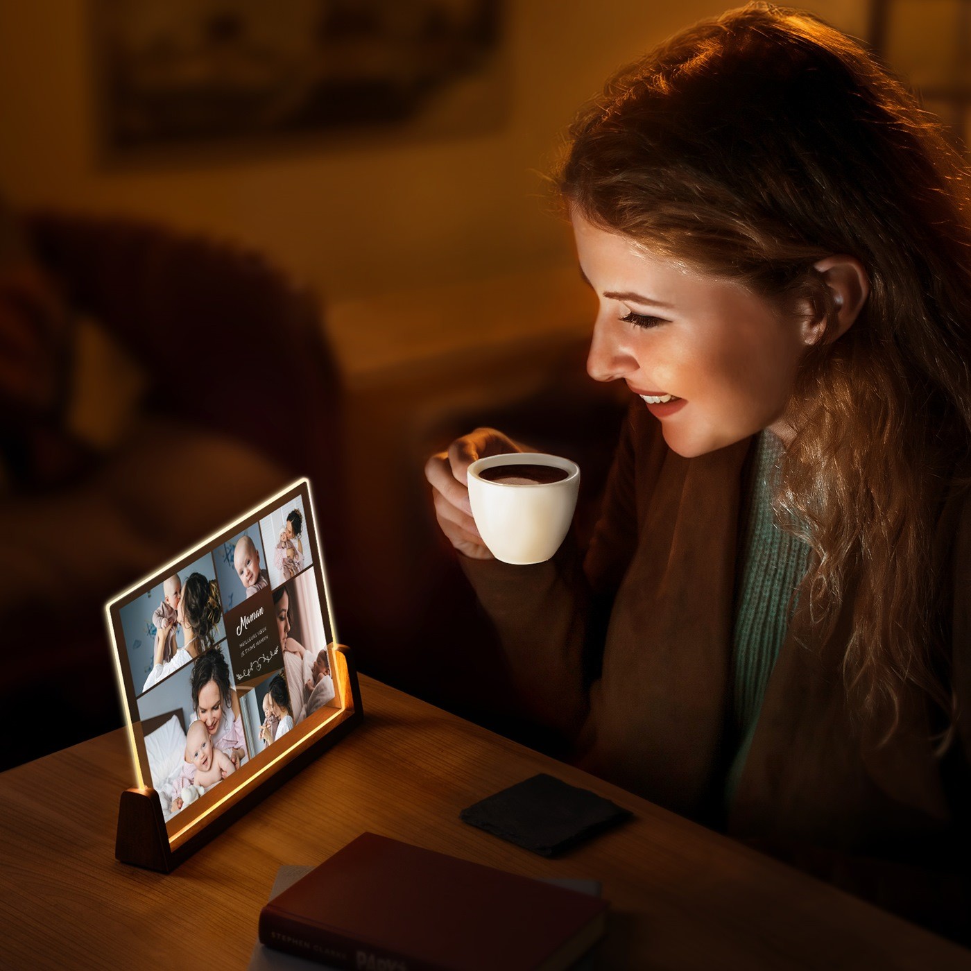 Lámpara LED horizontal personalizada de Murrano para mamá