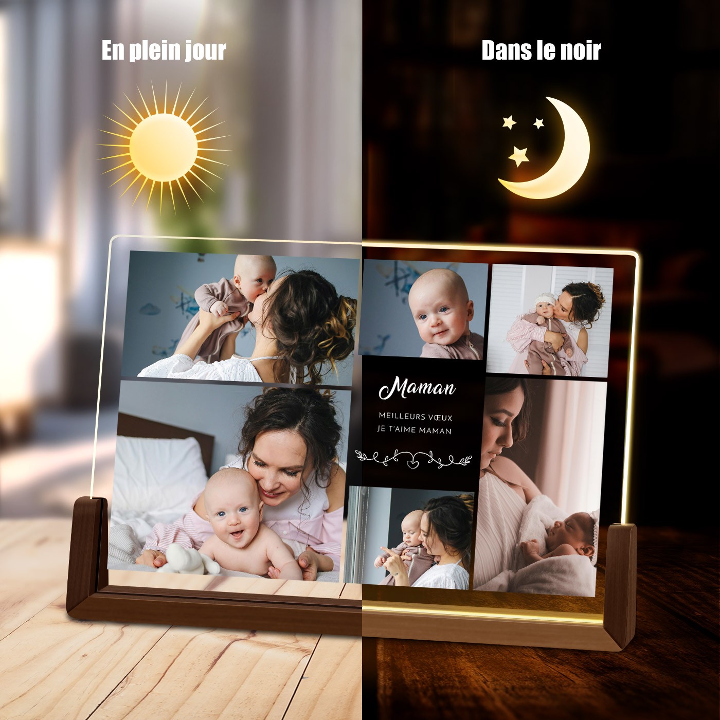 Lámpara LED horizontal personalizada de Murrano para mamá