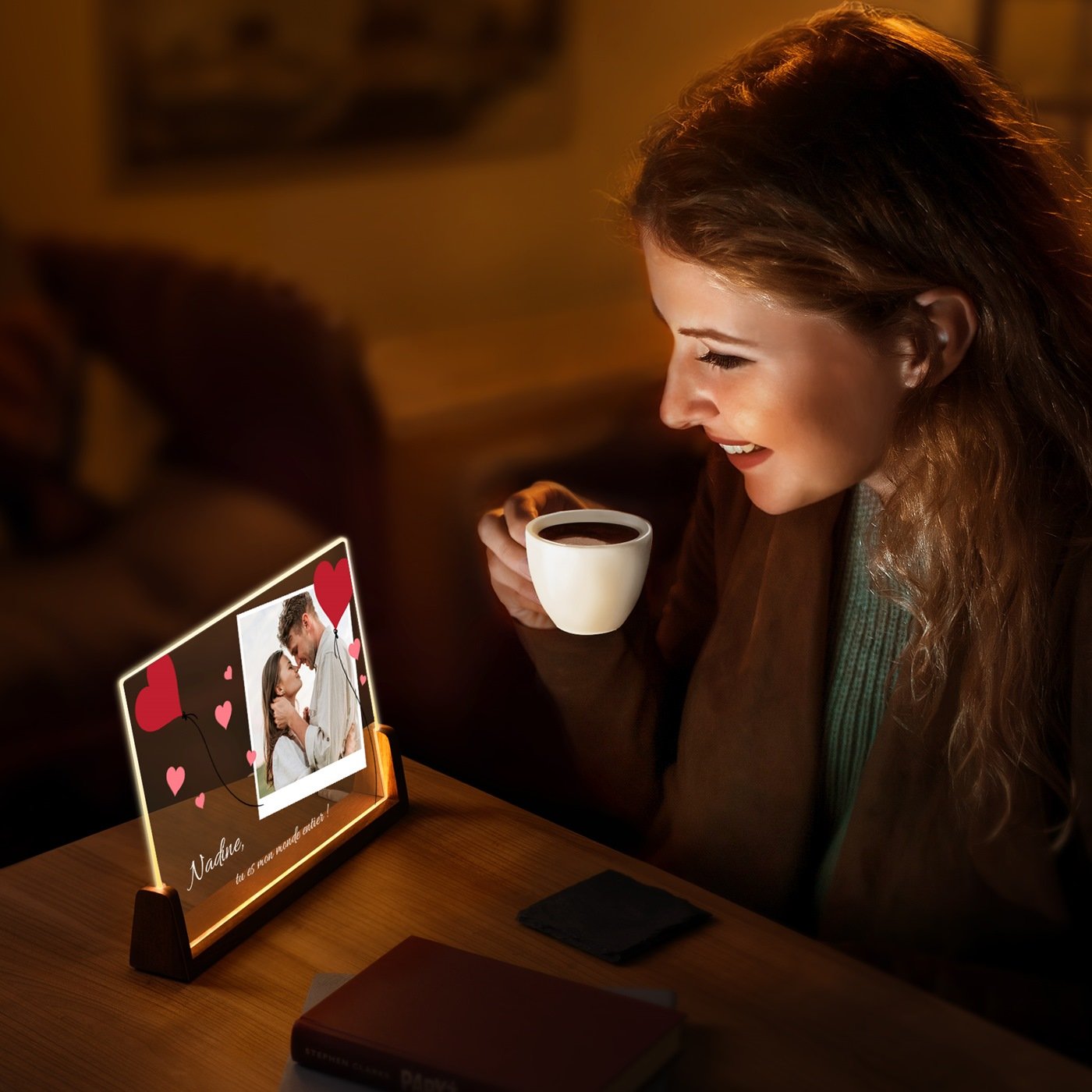 Lámpara LED horizontal personalizada para el Día de San Valentín