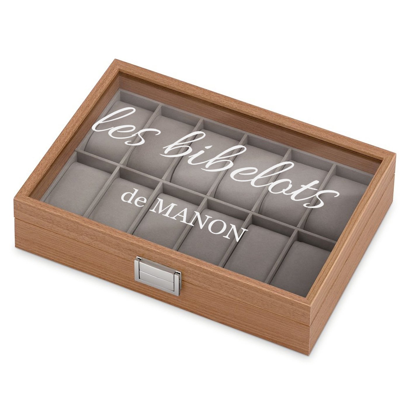 Caja de reloj grabada Murrano para amiga hermana cumpleaños