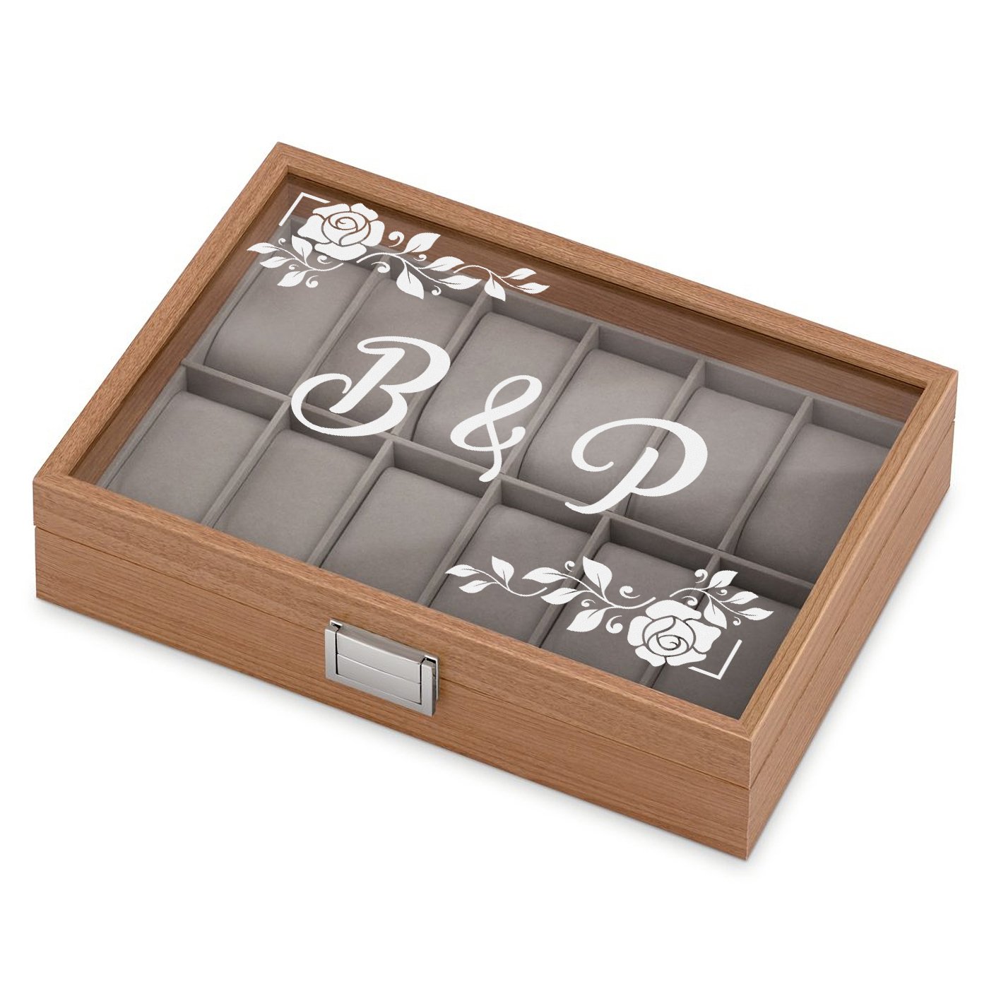 Caja de relojes grabada Murrano para pareja - Regalo de aniversario