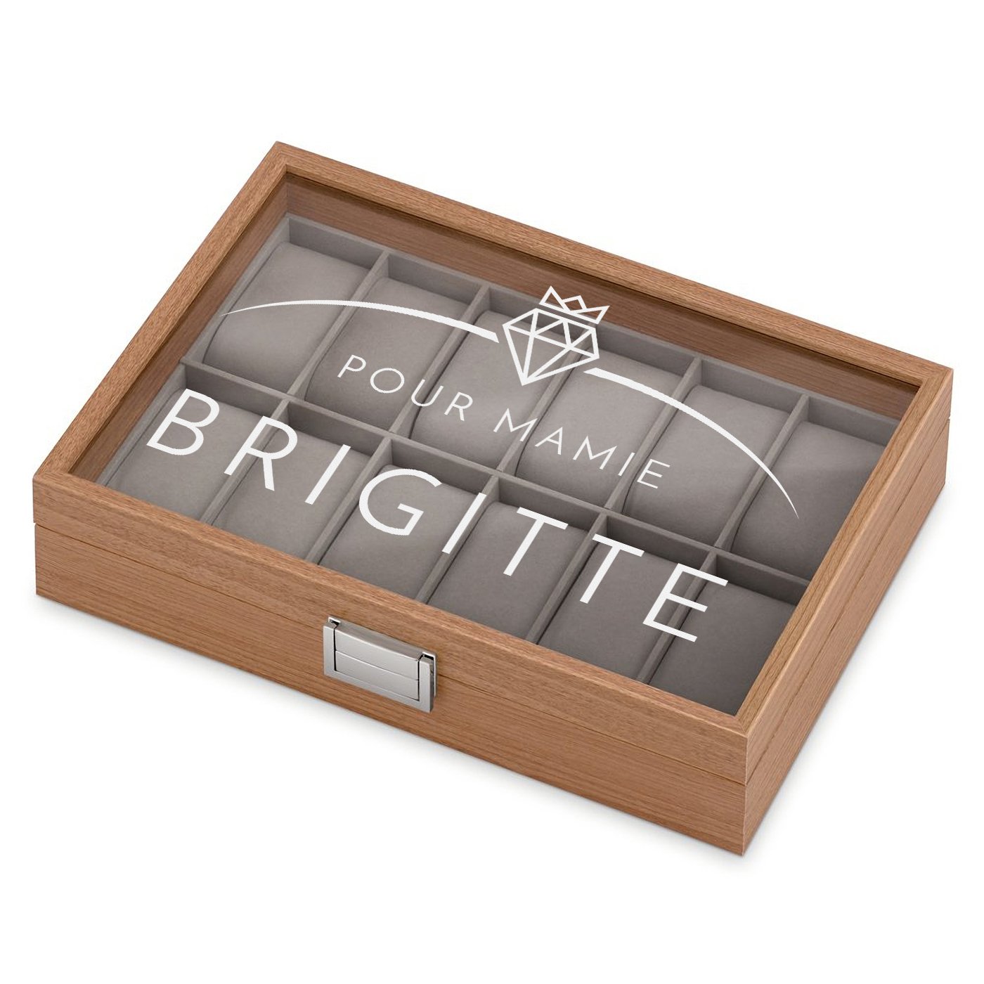 Caja de relojes personalizada Murrano para el cumpleaños de la abuela