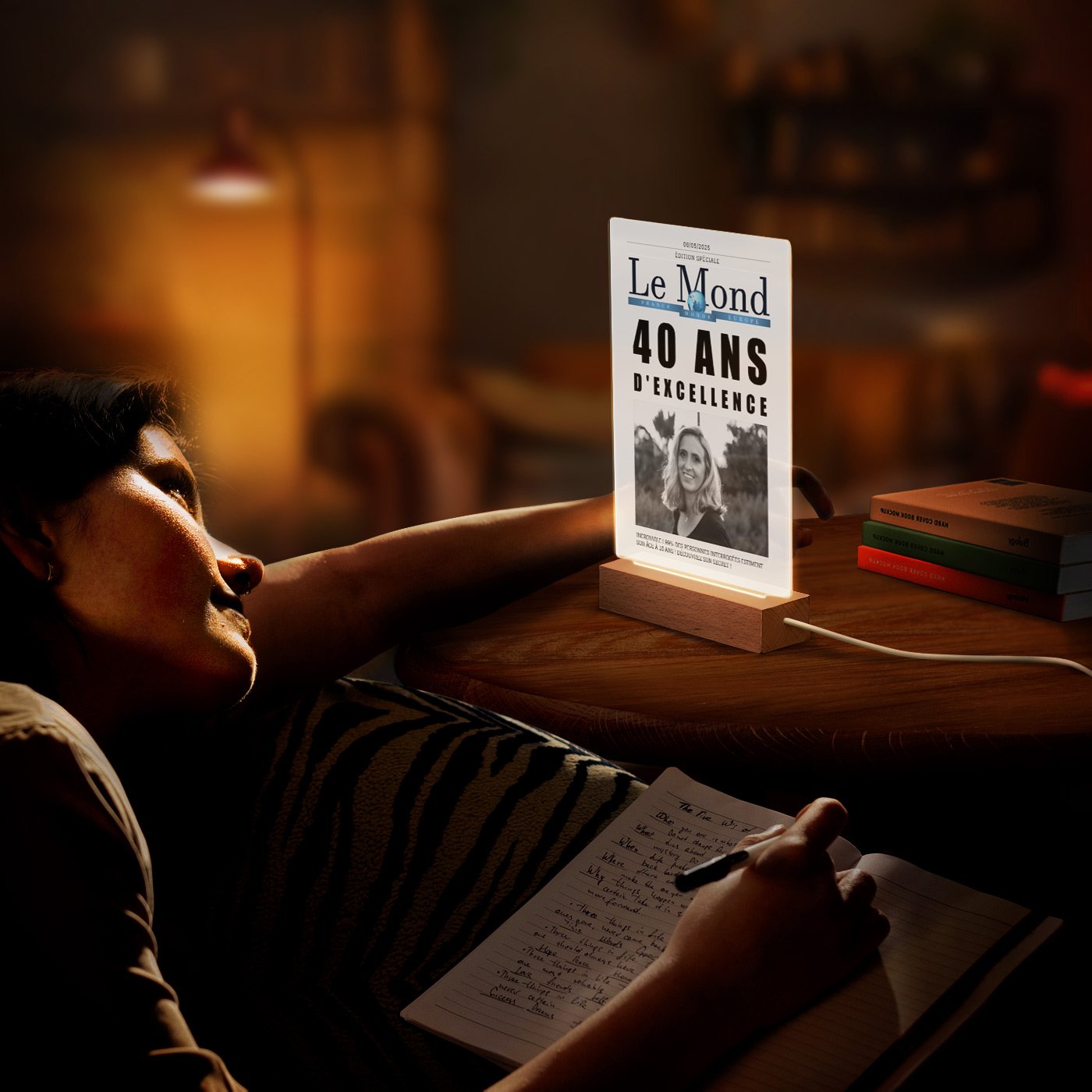 Murrano Customized Large LED Lamp with Journal Photo Pattern