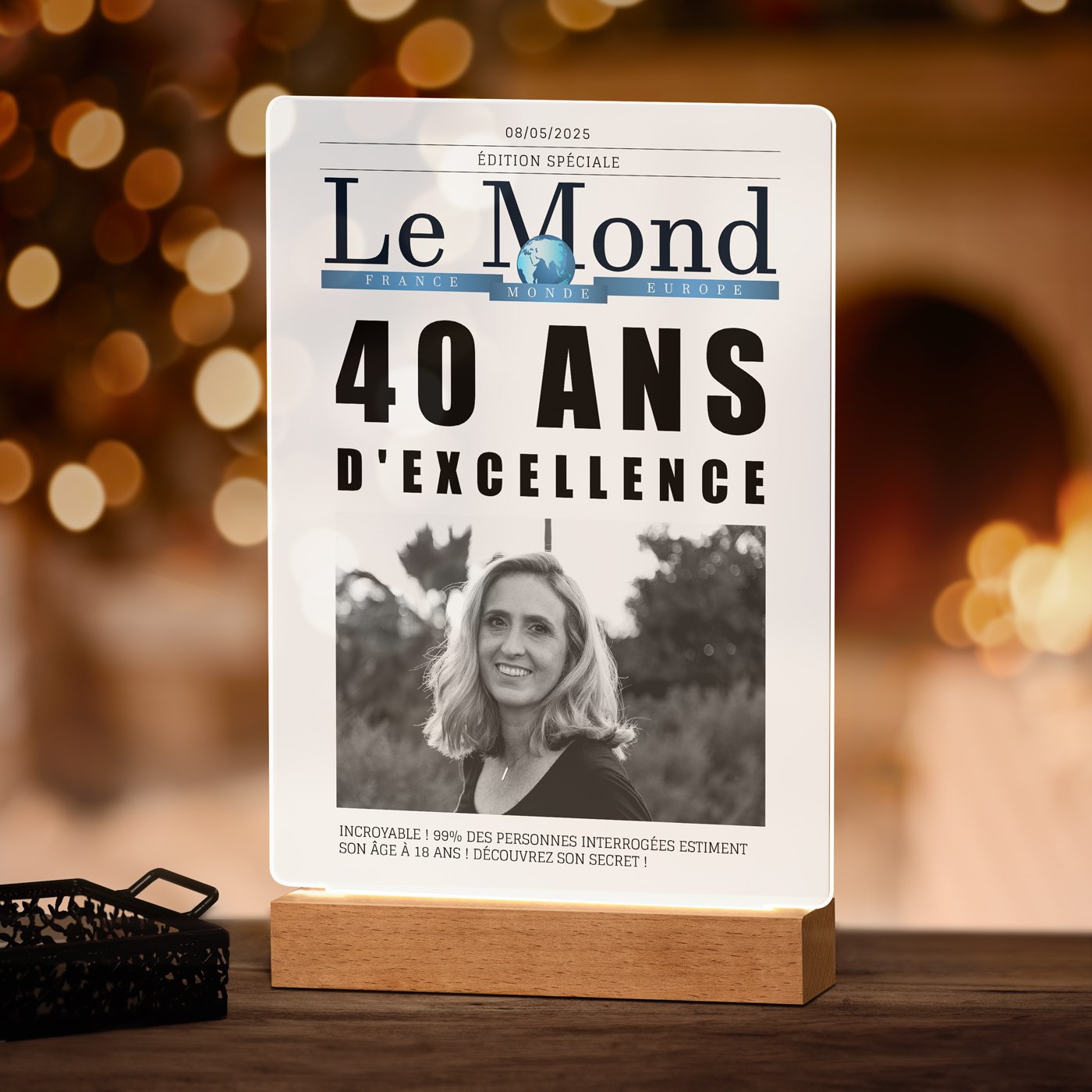 Lámpara LED personalizada XL de Murrano con patrón de foto diario