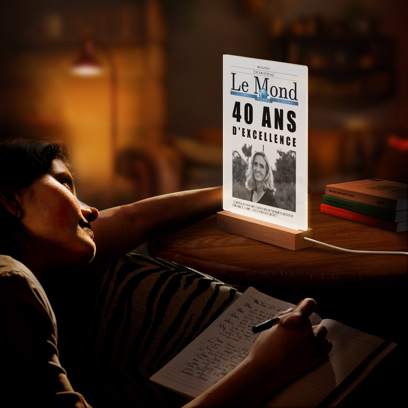 Lámpara LED personalizada XL de Murrano con patrón de foto diario
