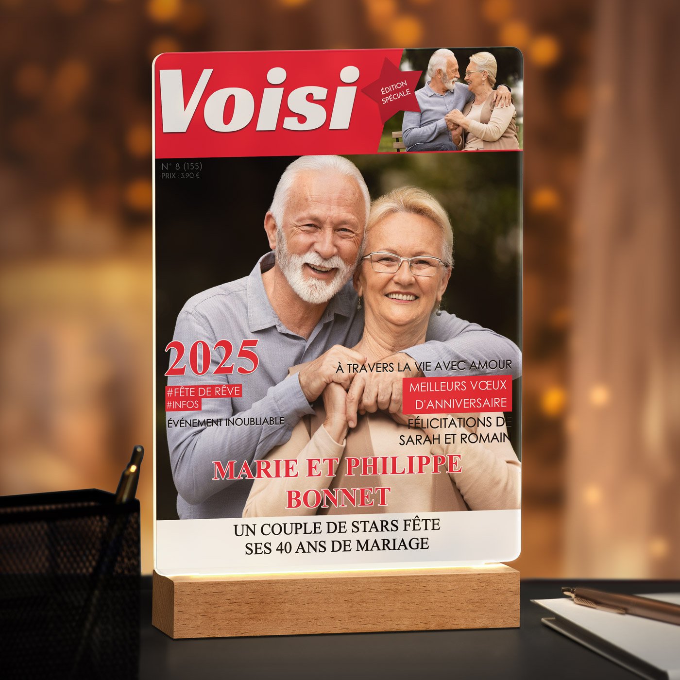 Lámpara LED personalizada Murrano - Marco de revista XL (Voisi)