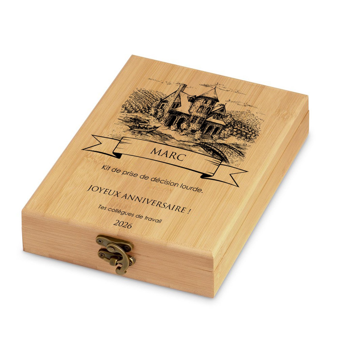 Murrano Wine Accessory Set with Customized Bamboo Case