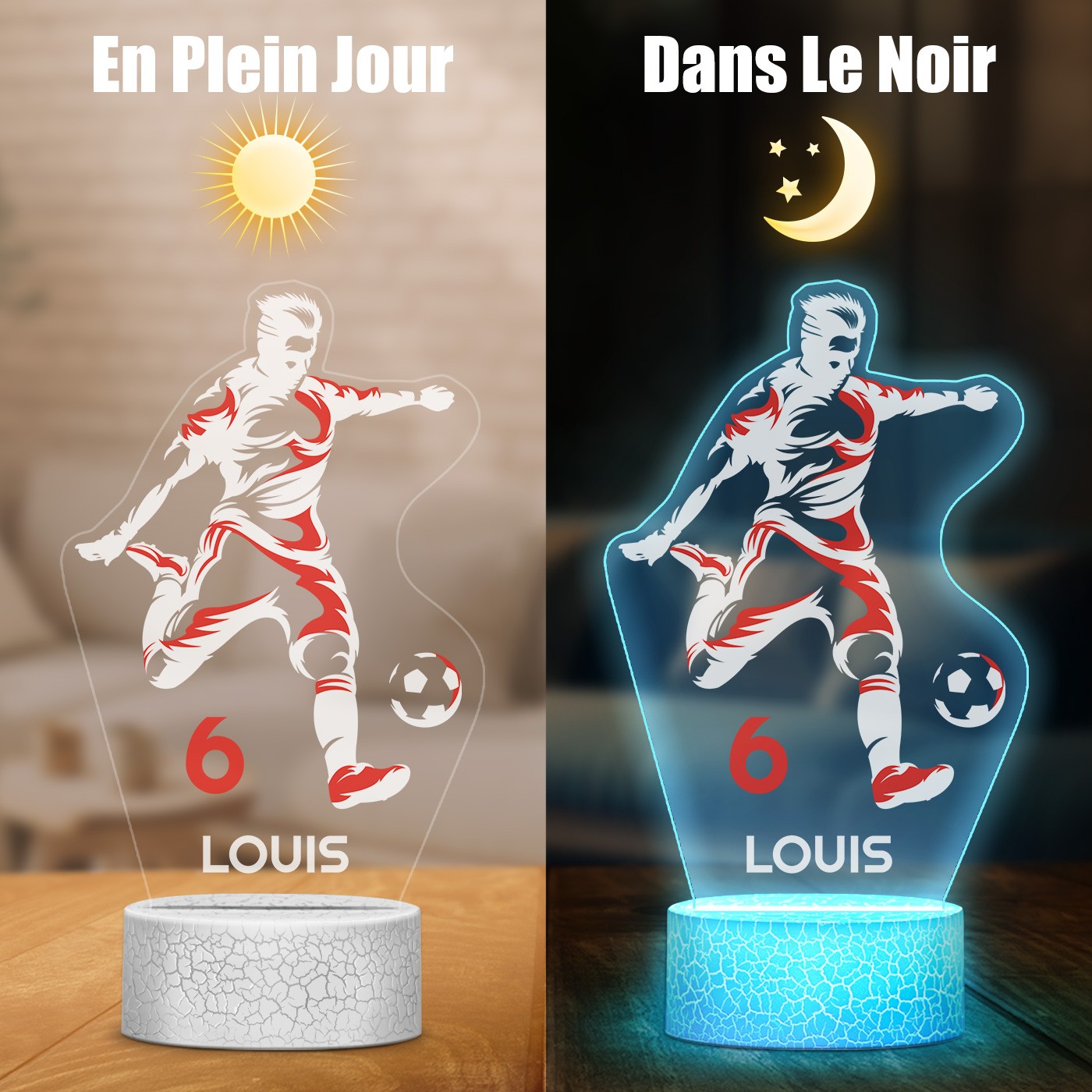 Lámpara LED Murrano 3D con impresión de fútbol