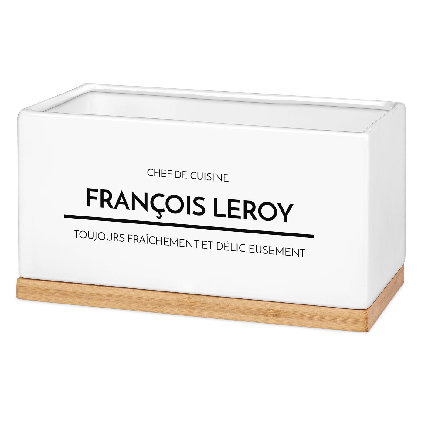 Maceta rectangular de cerámica Murrano con impresión de chef de cocina