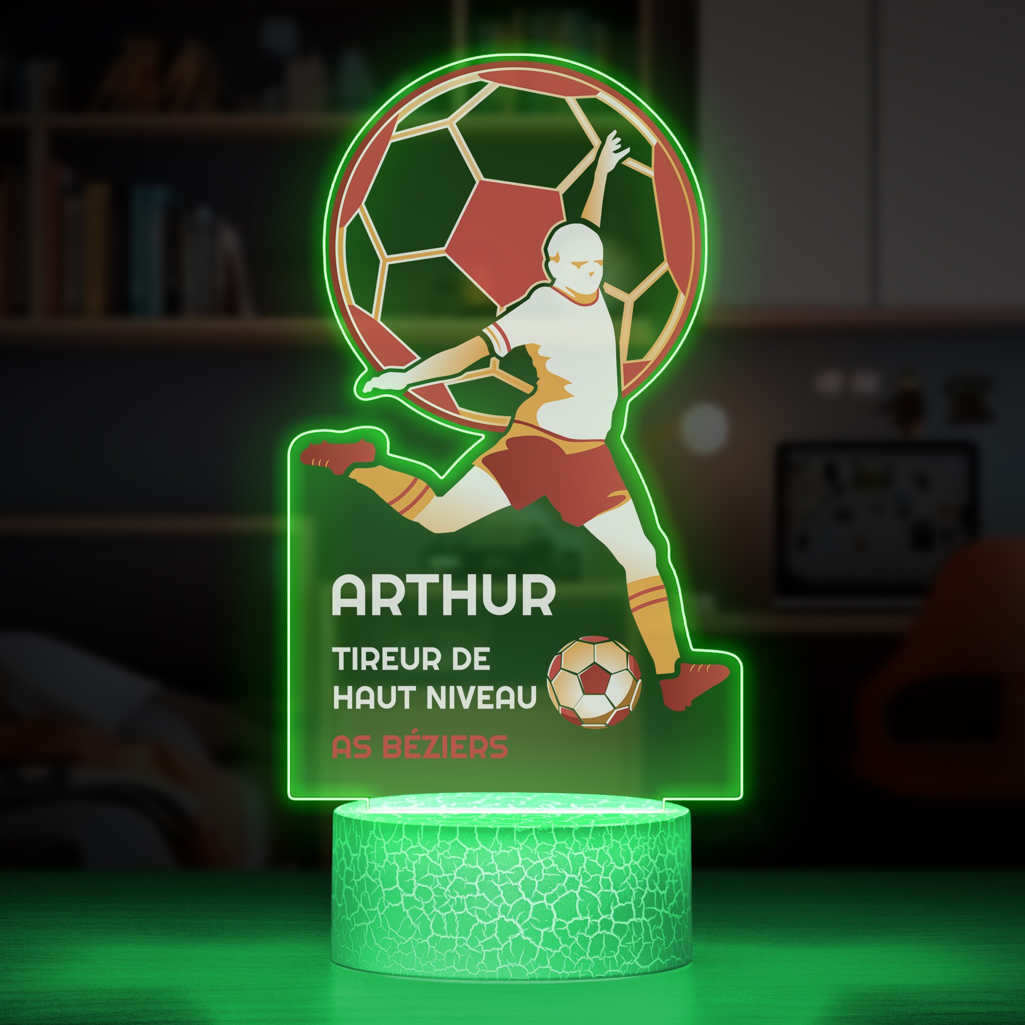 Lámpara LED Murrano Fútbol 3D con impresión personalizada