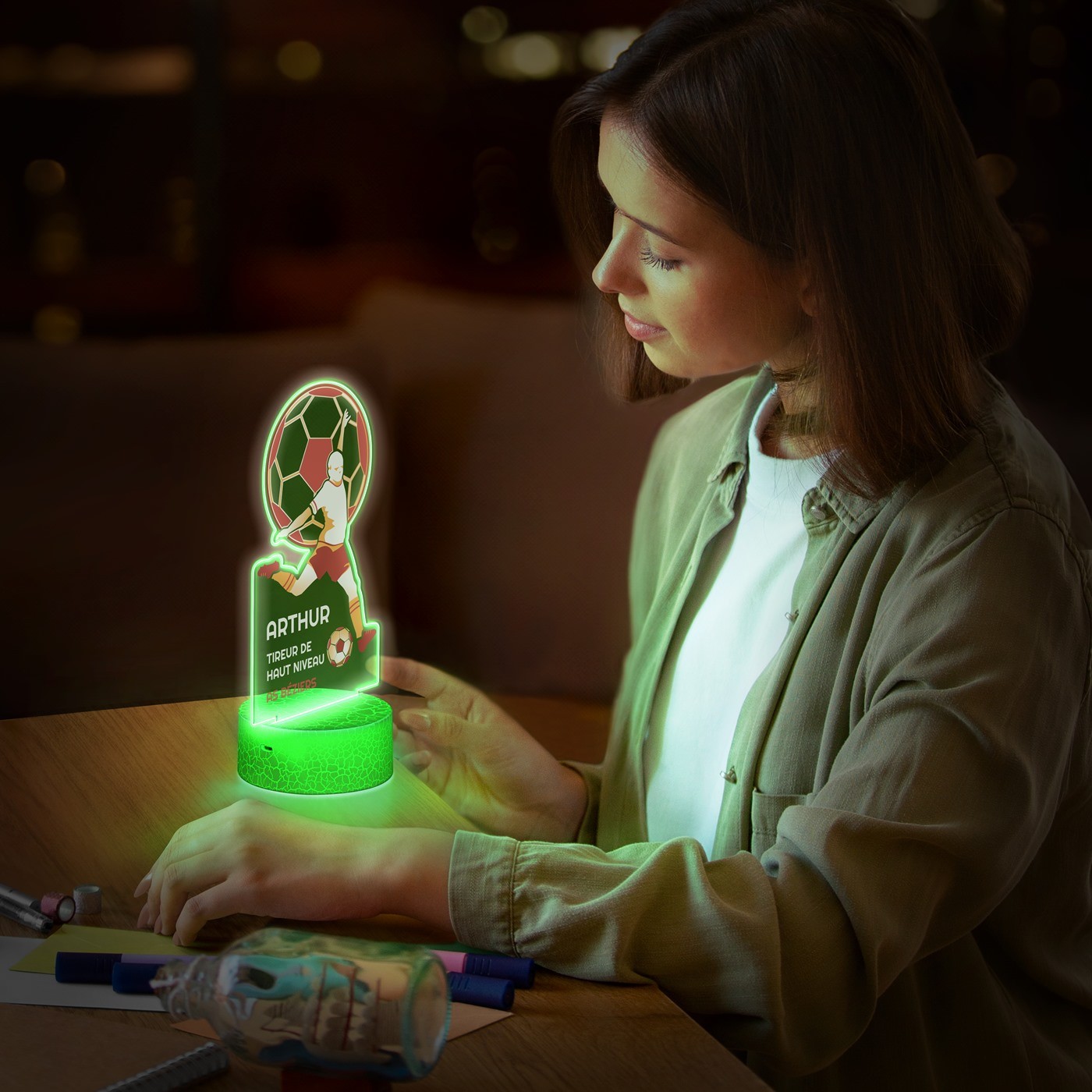 Lampe LED Murrano Football 3D avec impression personnalisée