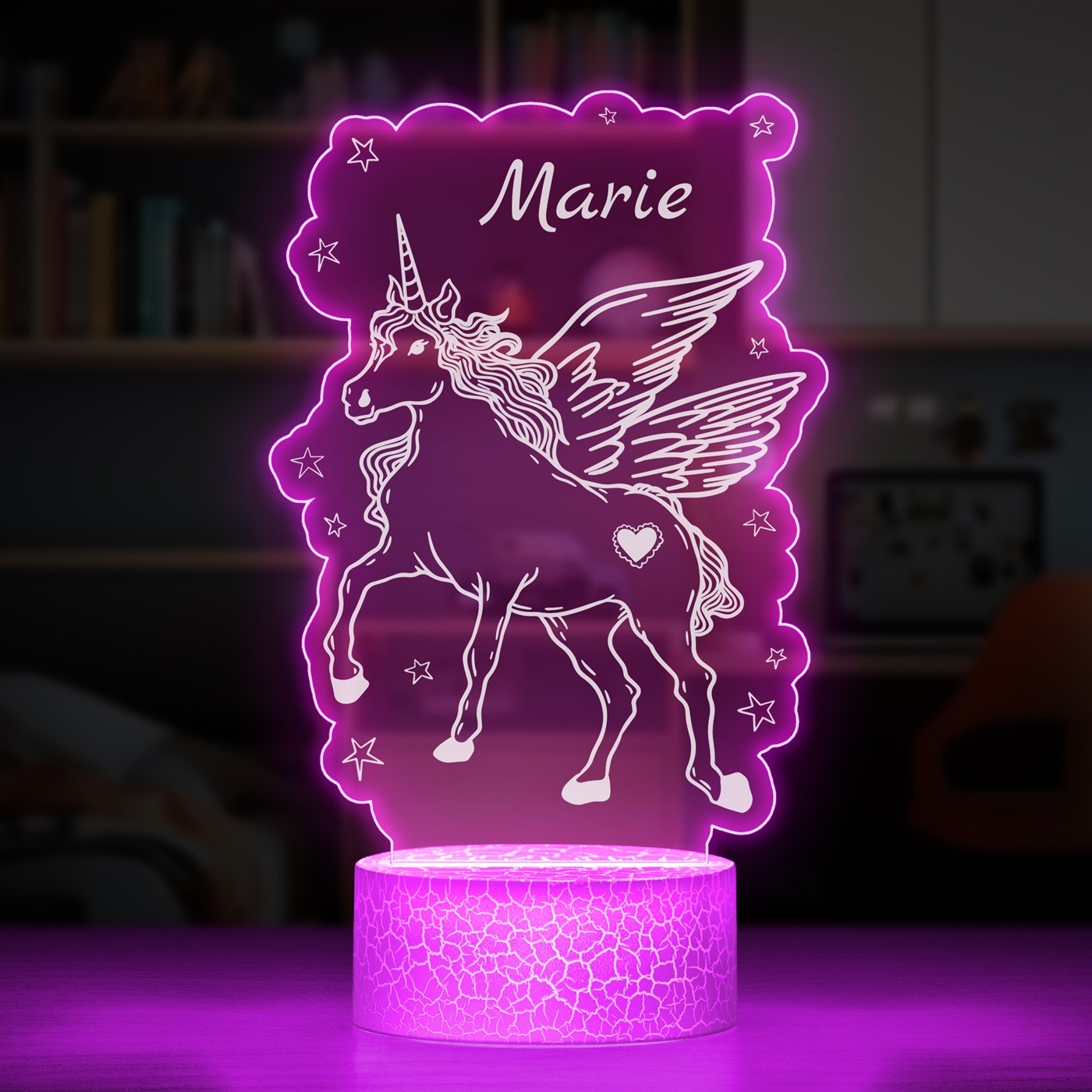Lámpara LED 3D unicornio Murrano