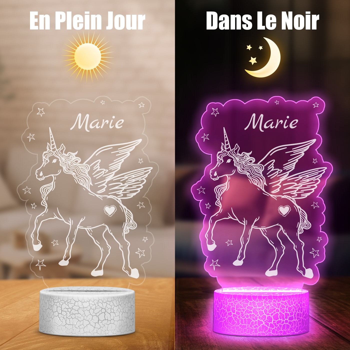 Lámpara LED 3D unicornio Murrano