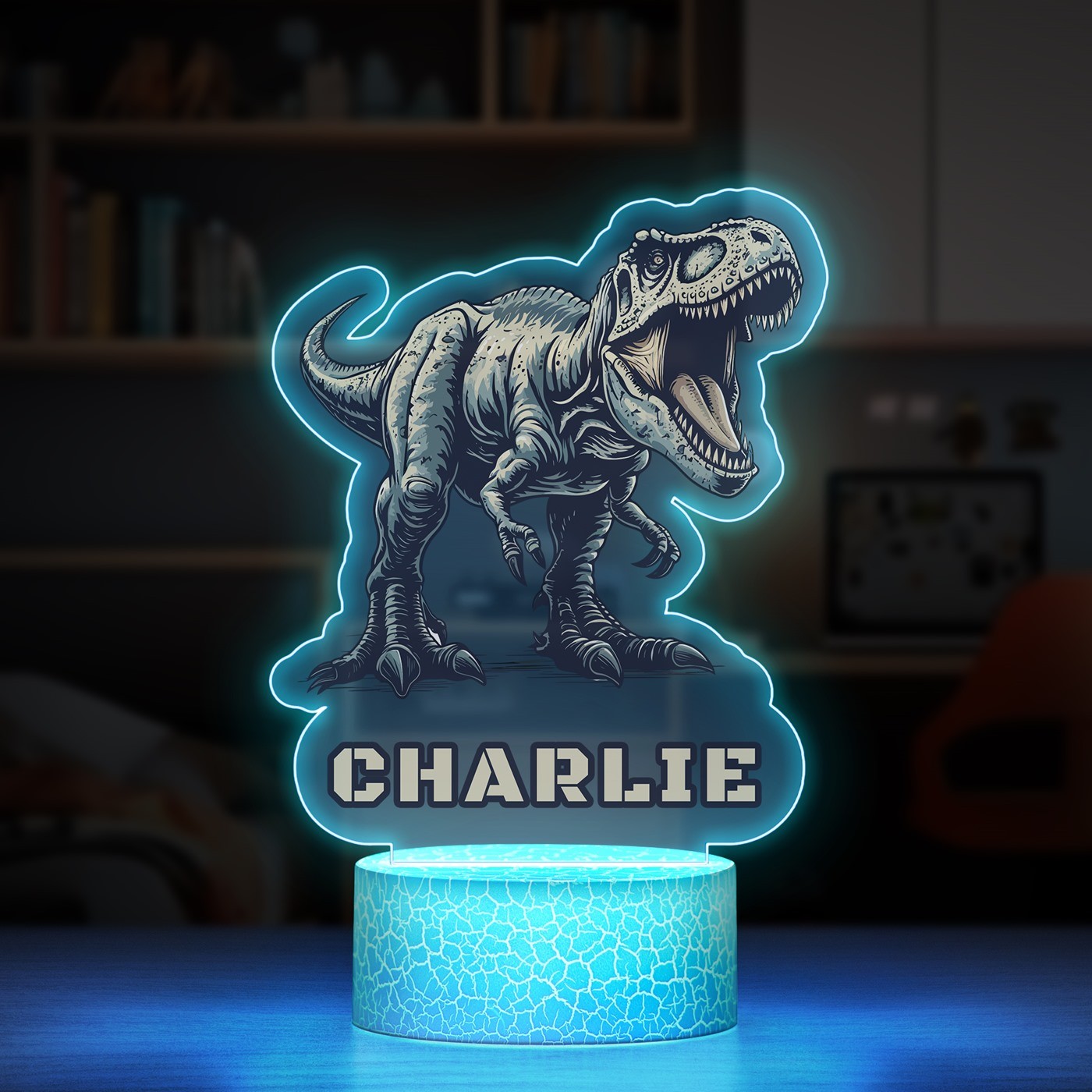 Lámpara LED 3D Murrano con impresión personalizada de T-REX