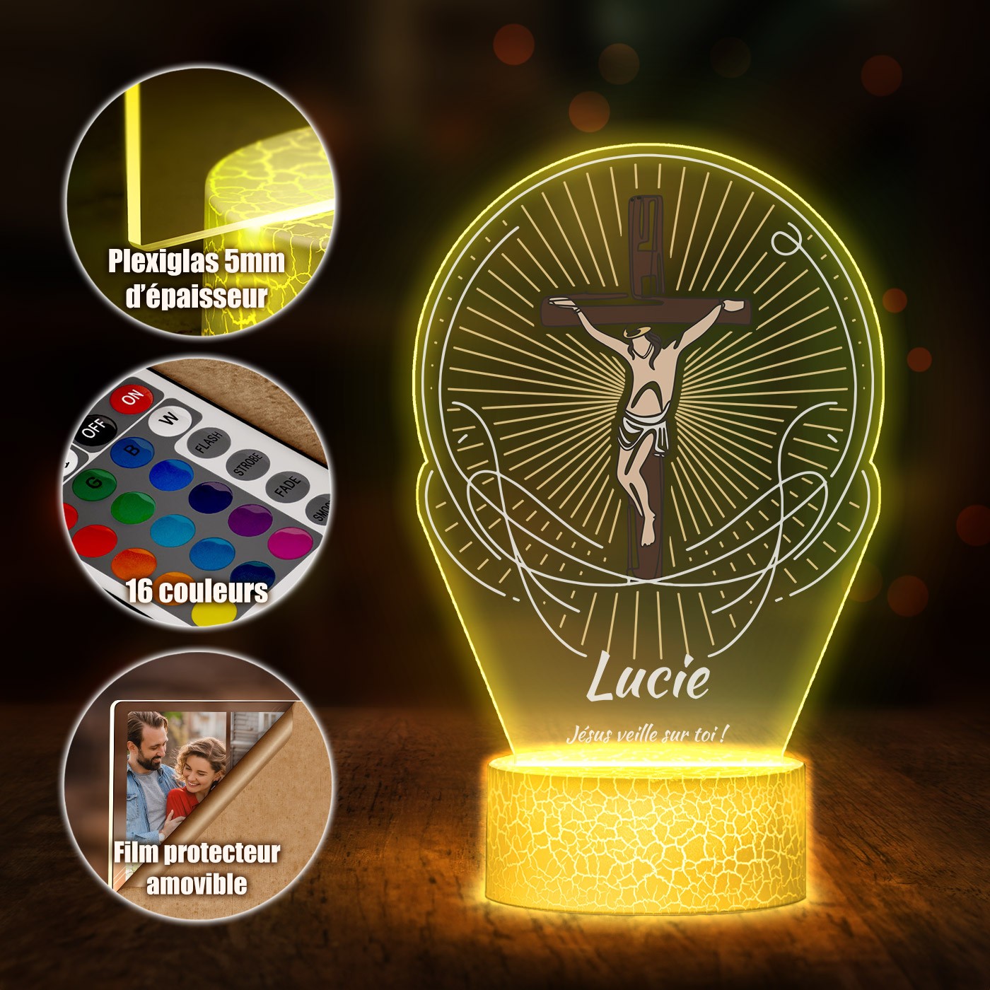 Lámpara LED Murrano 3D - Jesús te cuida