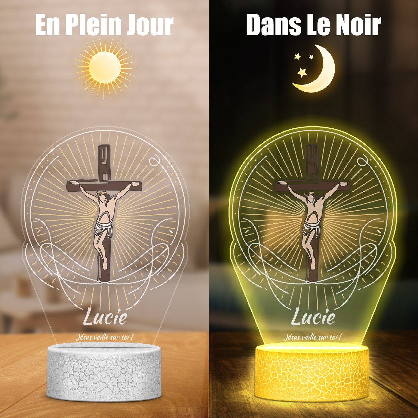 Lámpara LED Murrano 3D - Jesús te cuida