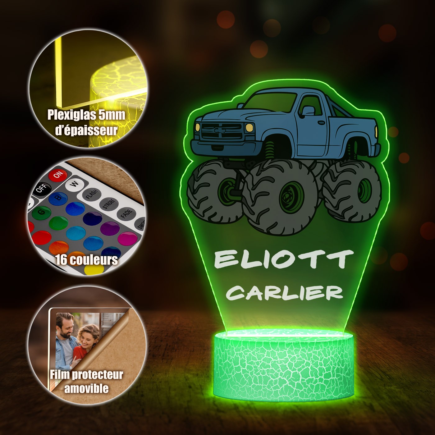 Lámpara 3D LED Camión Monstruo Murrano