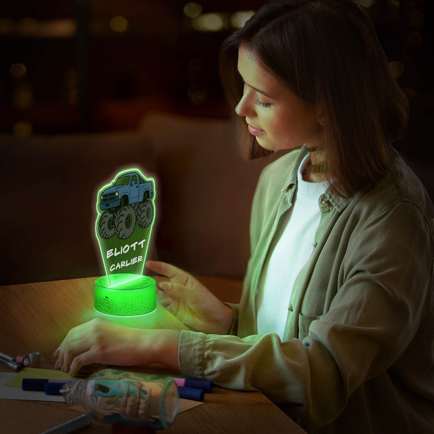 Lámpara 3D LED Camión Monstruo Murrano