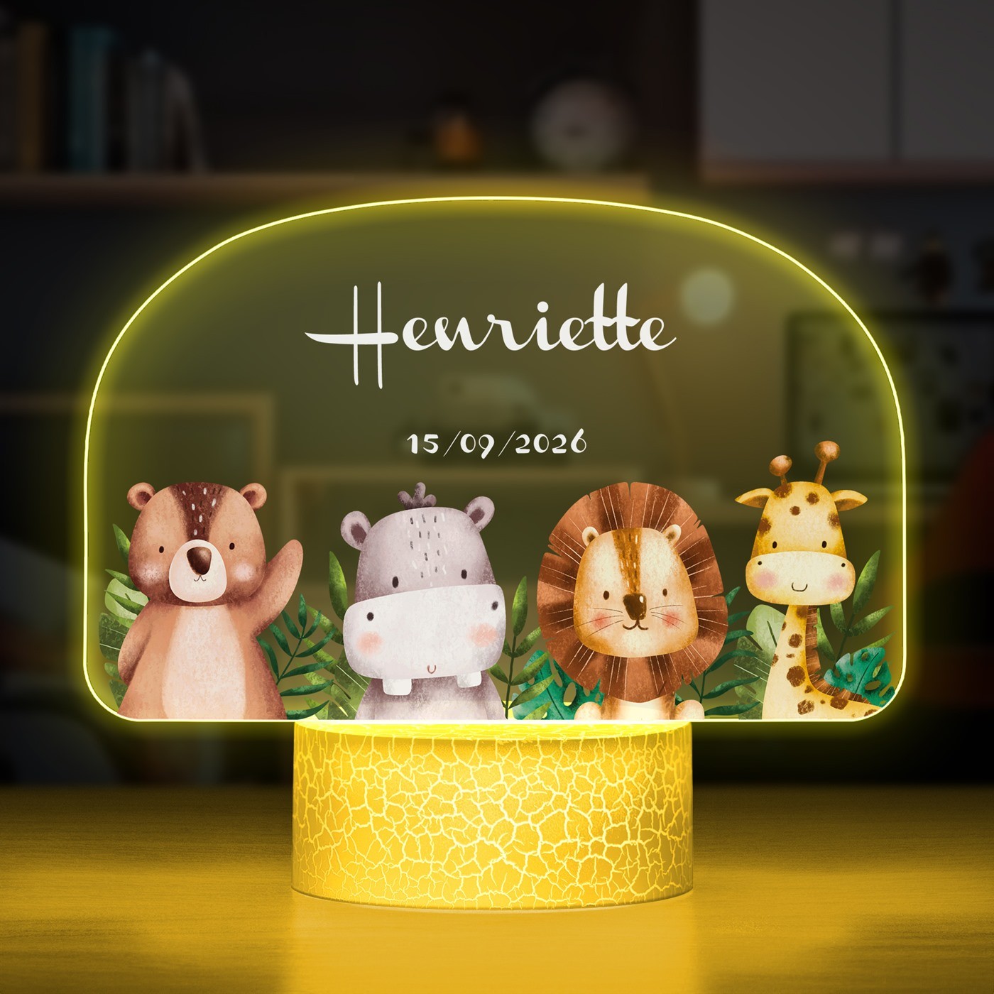 Lámpara LED Murrano 3D con animales - Lámpara nocturna personalizada para niños