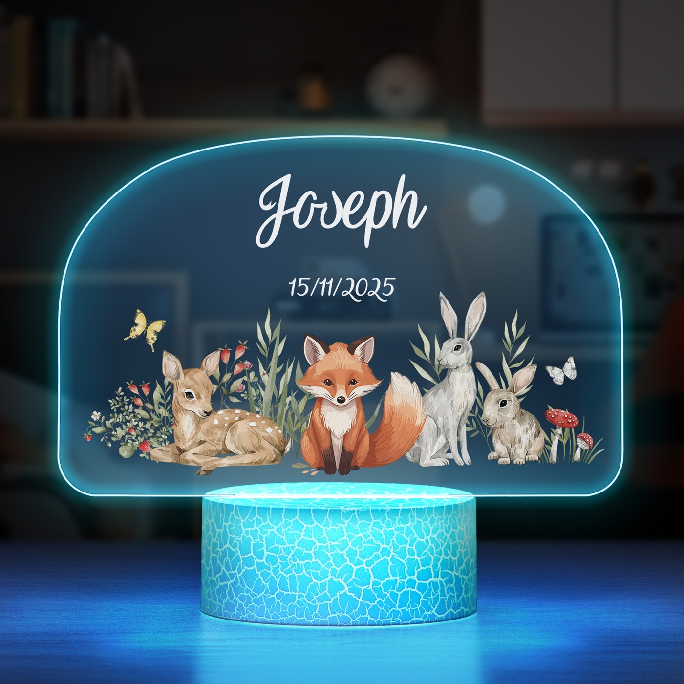 Lámpara Murrano 3D con Impresión de Animales - Decoración Personalizada para la Habitación de un Niño