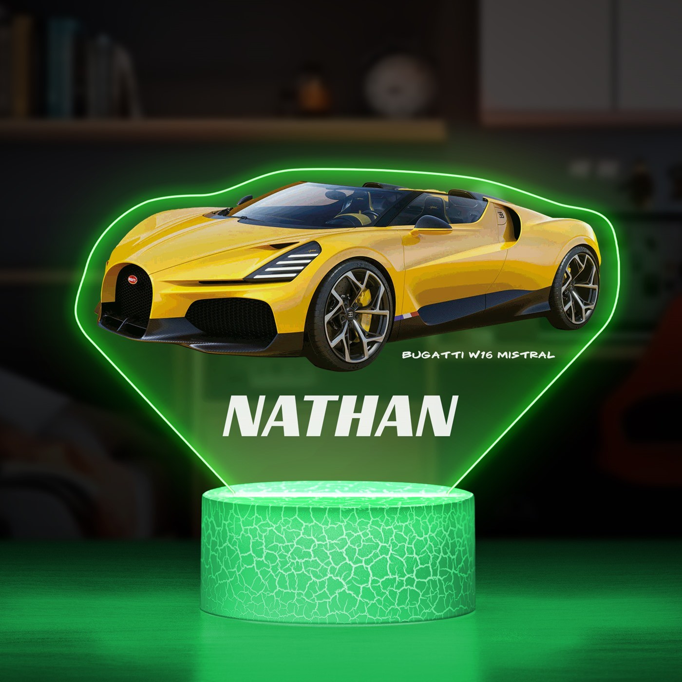 Lámpara LED Murrano 3D con impresión de Bugatti