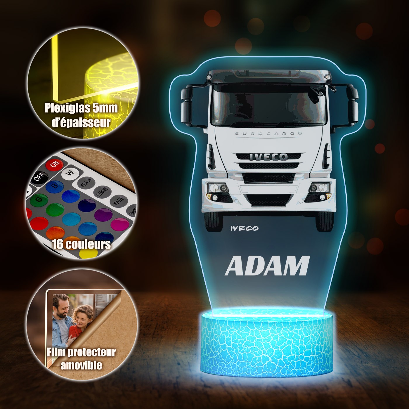 Iveco Truck 3D LED Lamp with Custom Printing