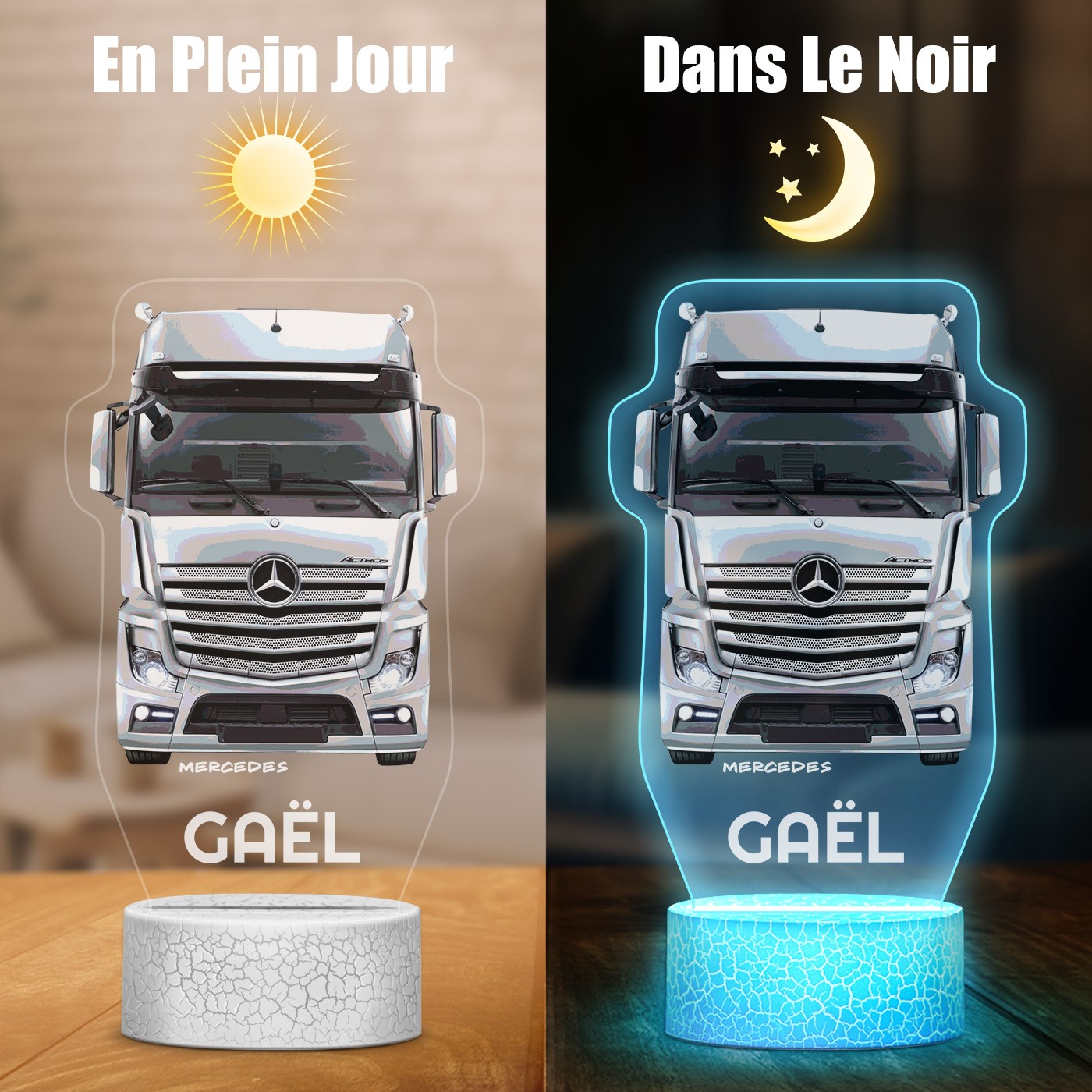 Lampe LED 3D Camion Mercedes Personnalisée