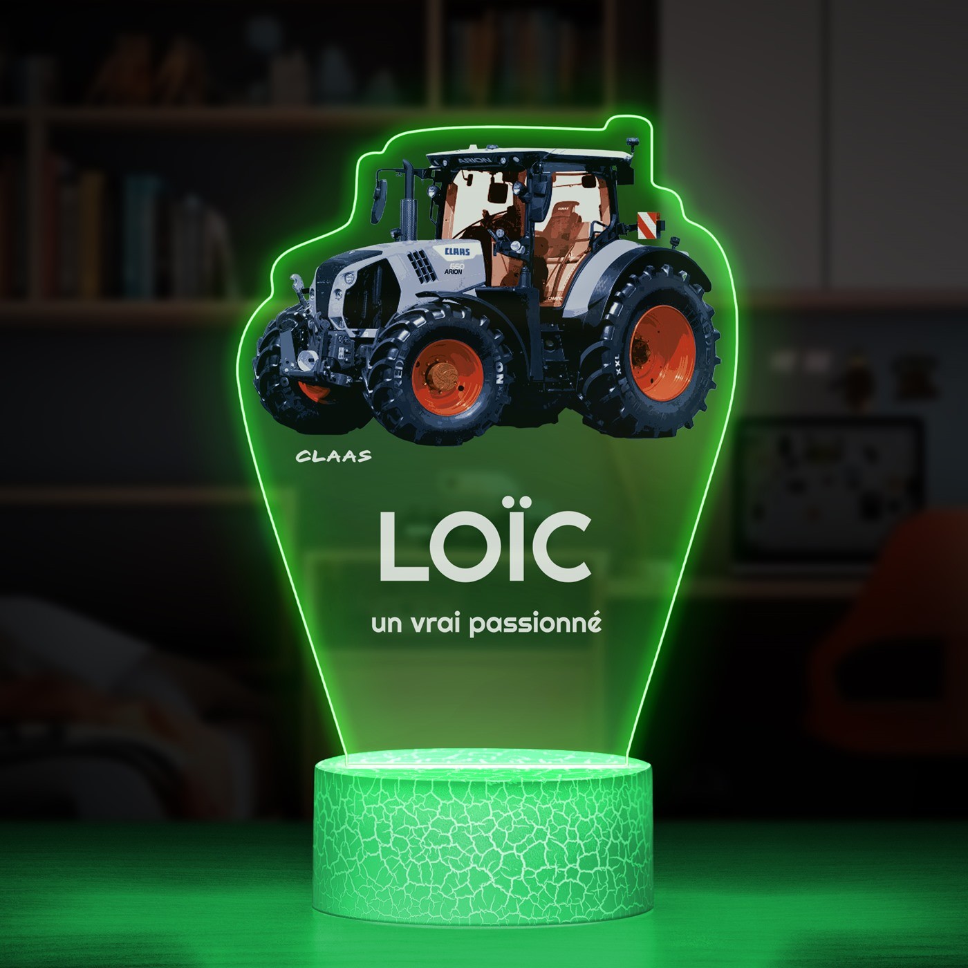 Lampe LED 3D Murrano avec impression de tracteur