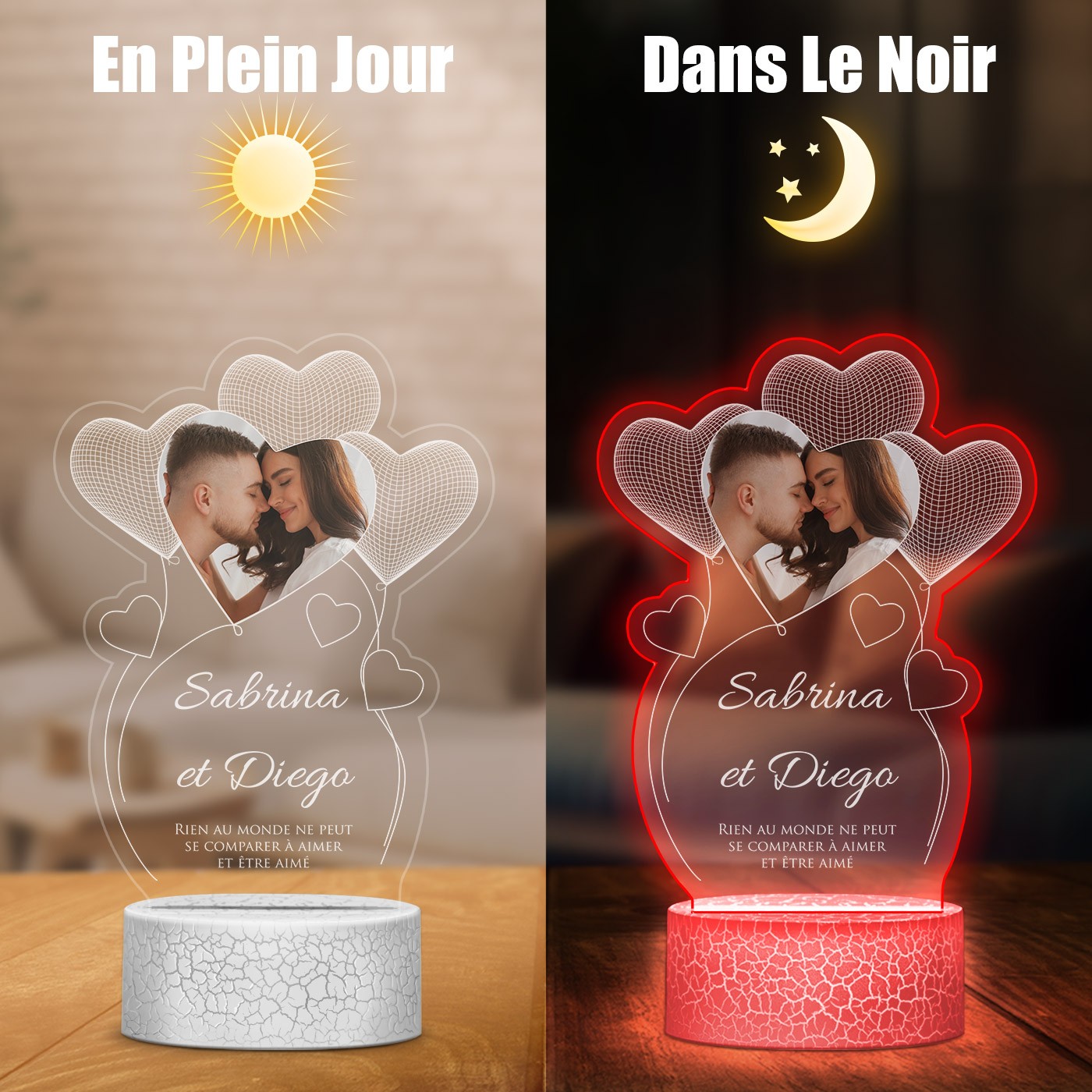 Murrano 3D LED Light with Photo Impression for Couples