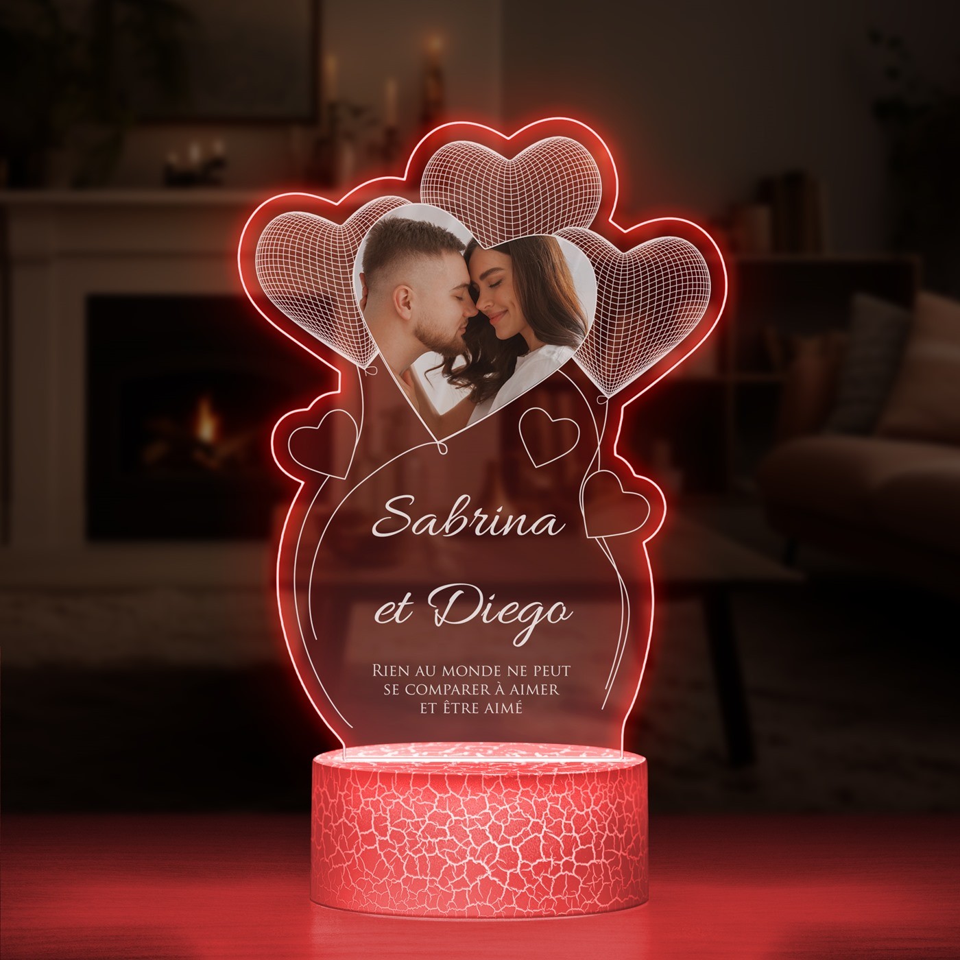 Murrano 3D LED Light with Photo Impression for Couples