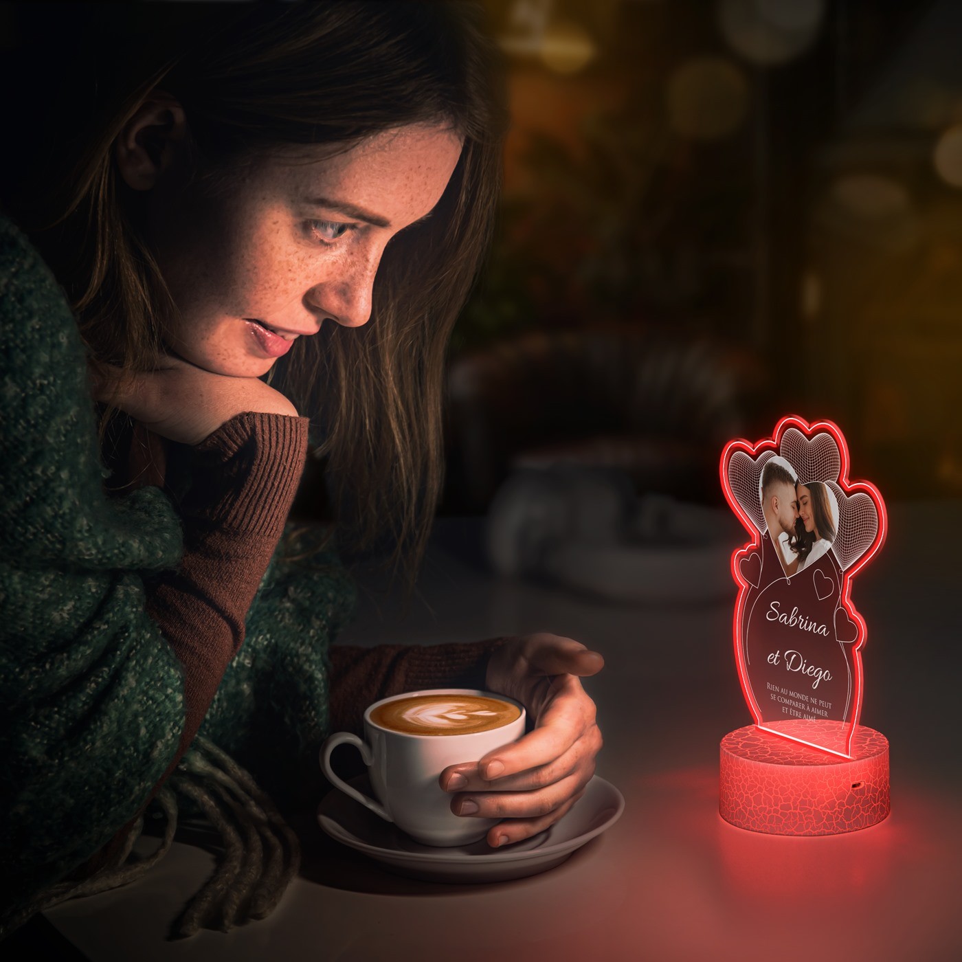 Murrano 3D LED Light with Photo Impression for Couples