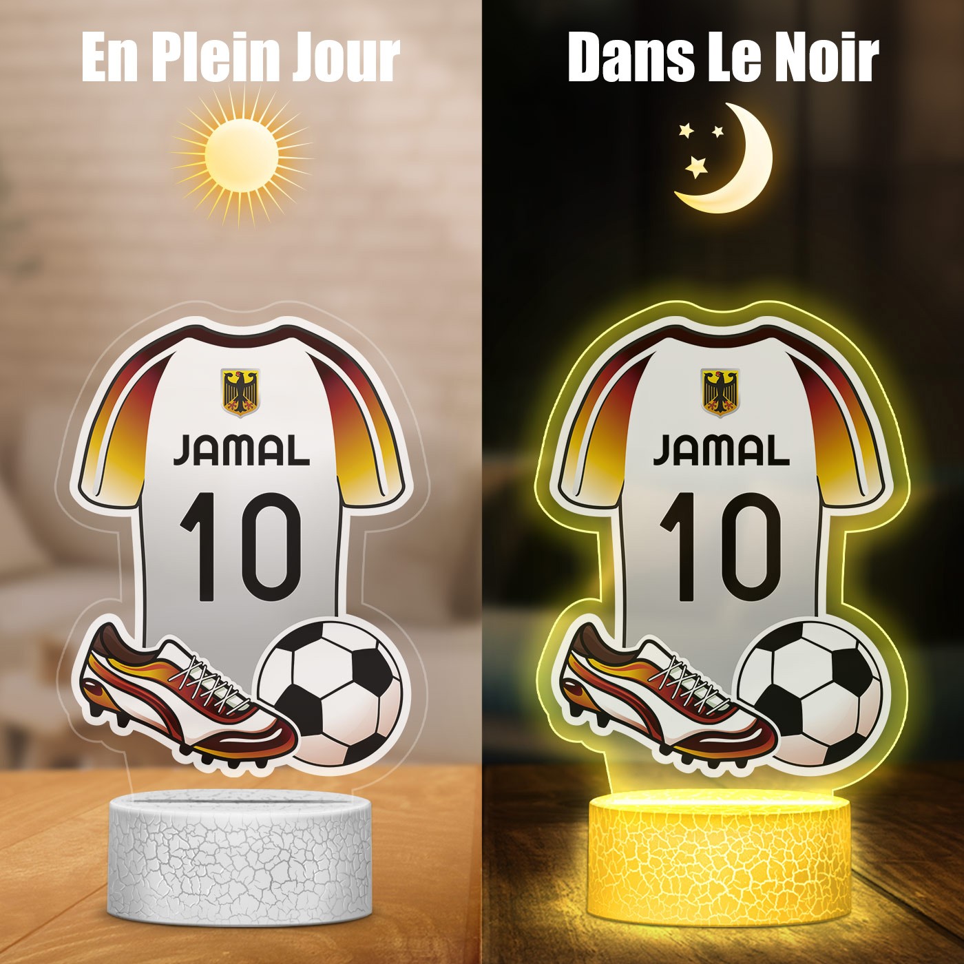 Lámpara LED Murrano 3D con impresión de camiseta de fútbol de Alemania