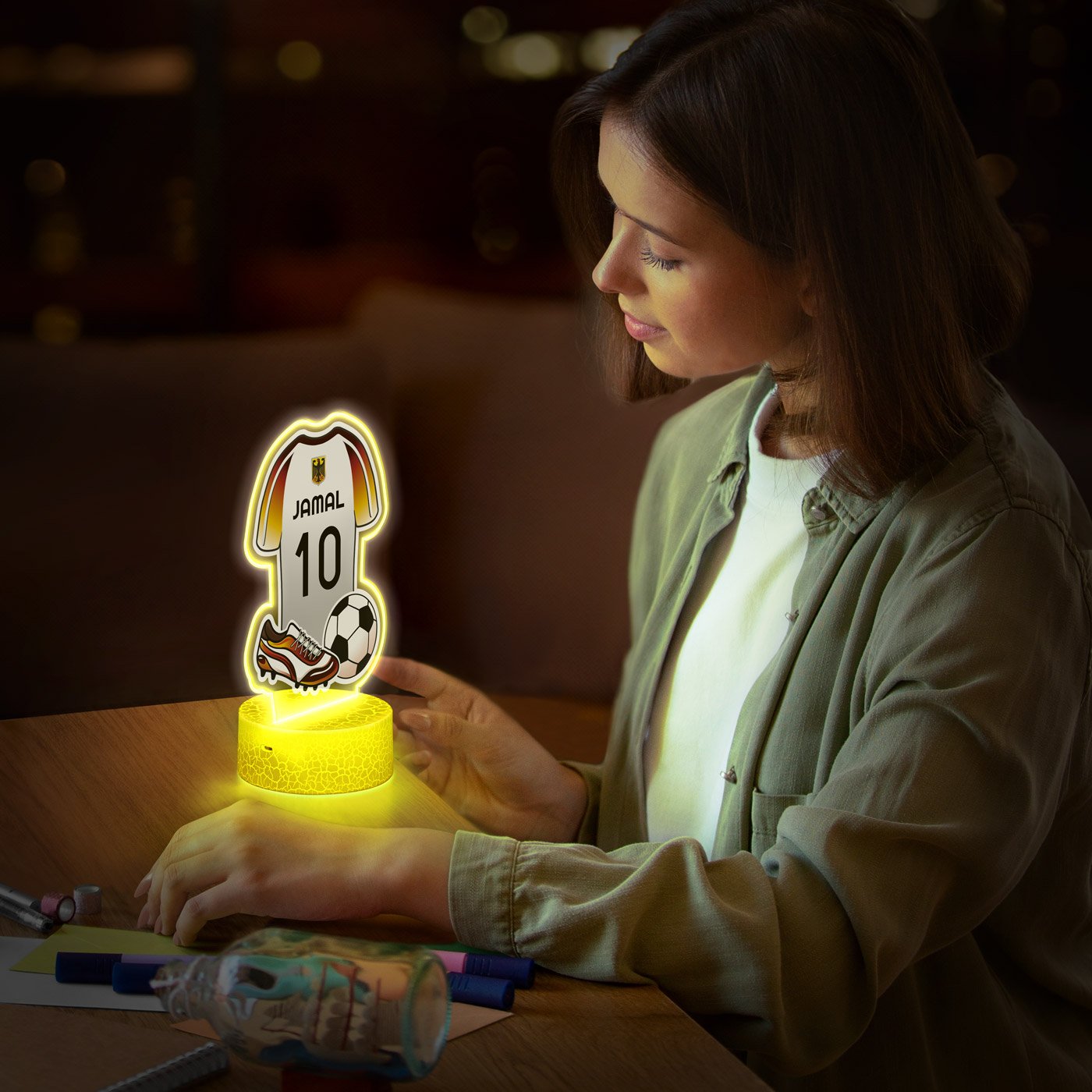 Lámpara LED Murrano 3D con impresión de camiseta de fútbol de Alemania