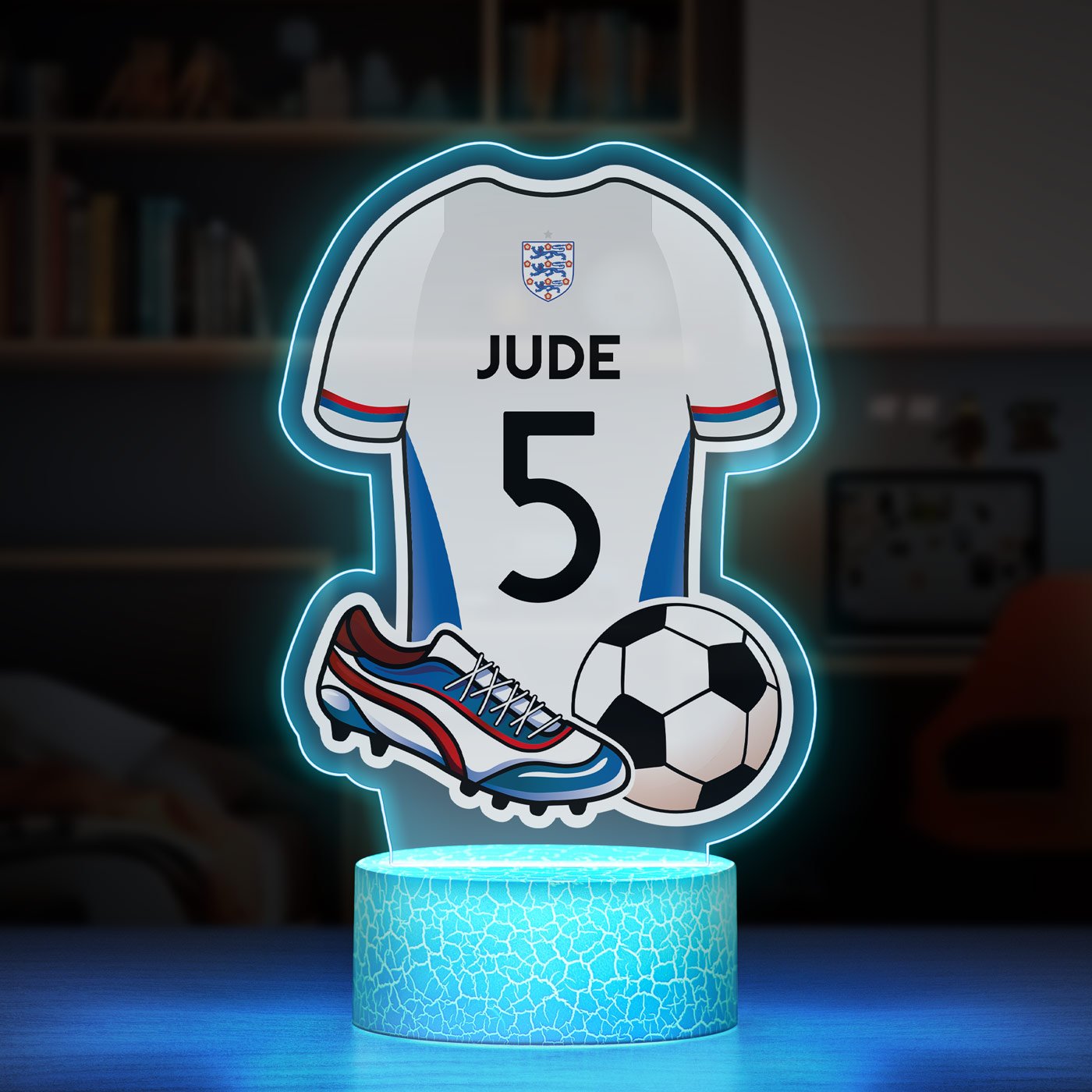 Lámpara LED Murrano 3D con impresión de camiseta de fútbol de Inglaterra