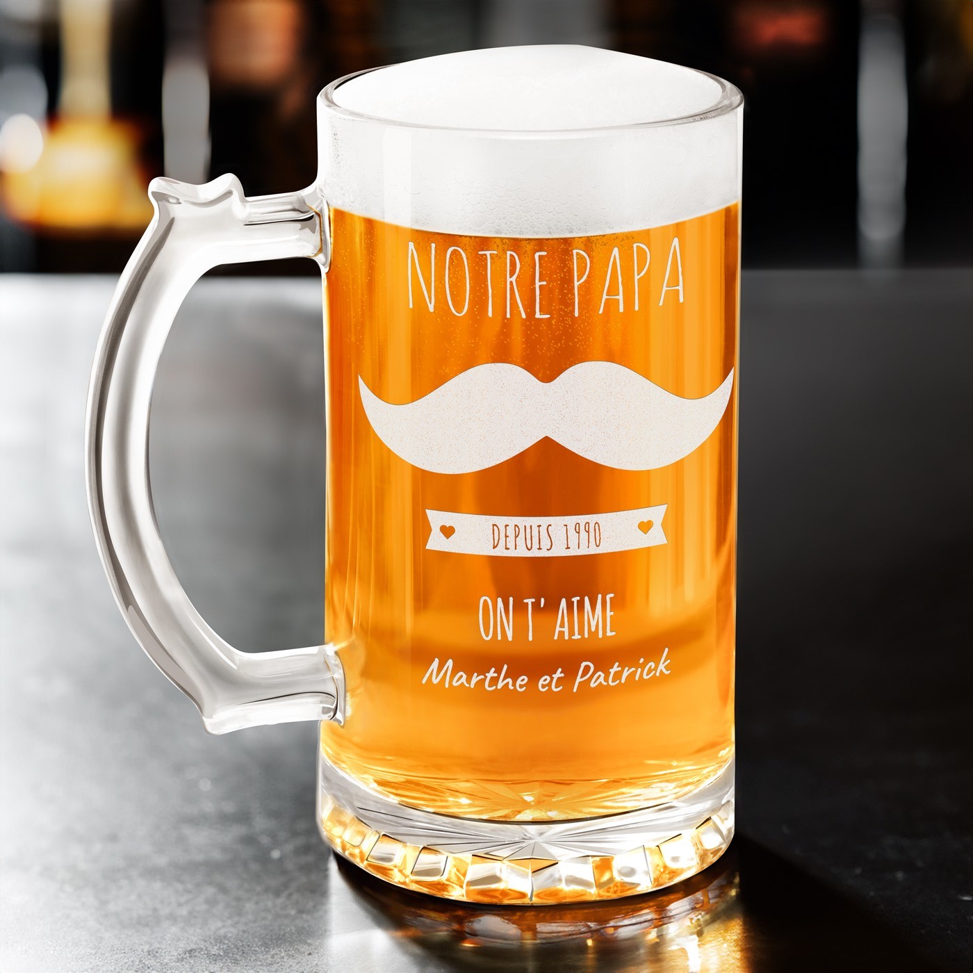 Murrano Personalized Beer Glass for Dad's Birthday