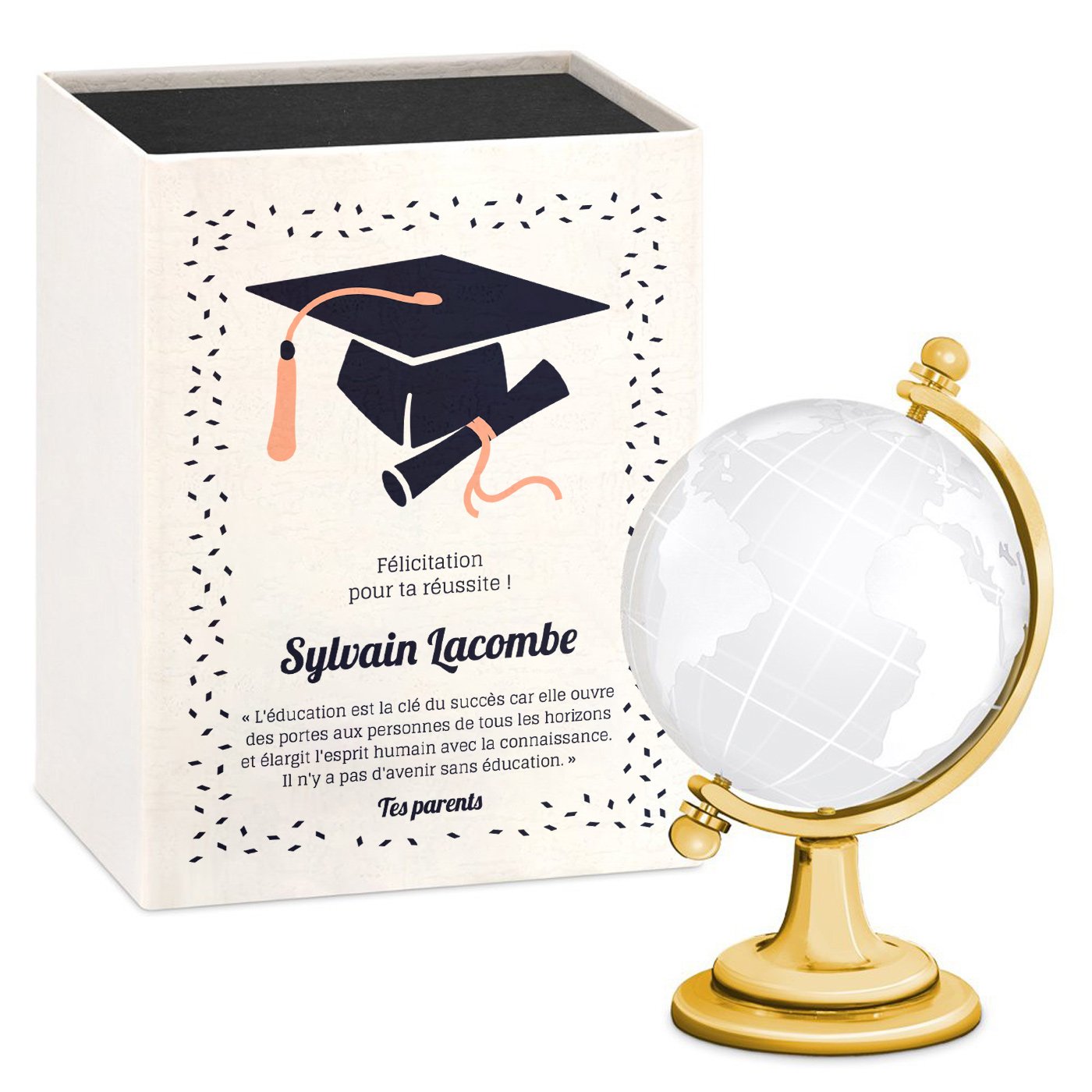 Murrano Glass Globe with Customization on Congrats Box