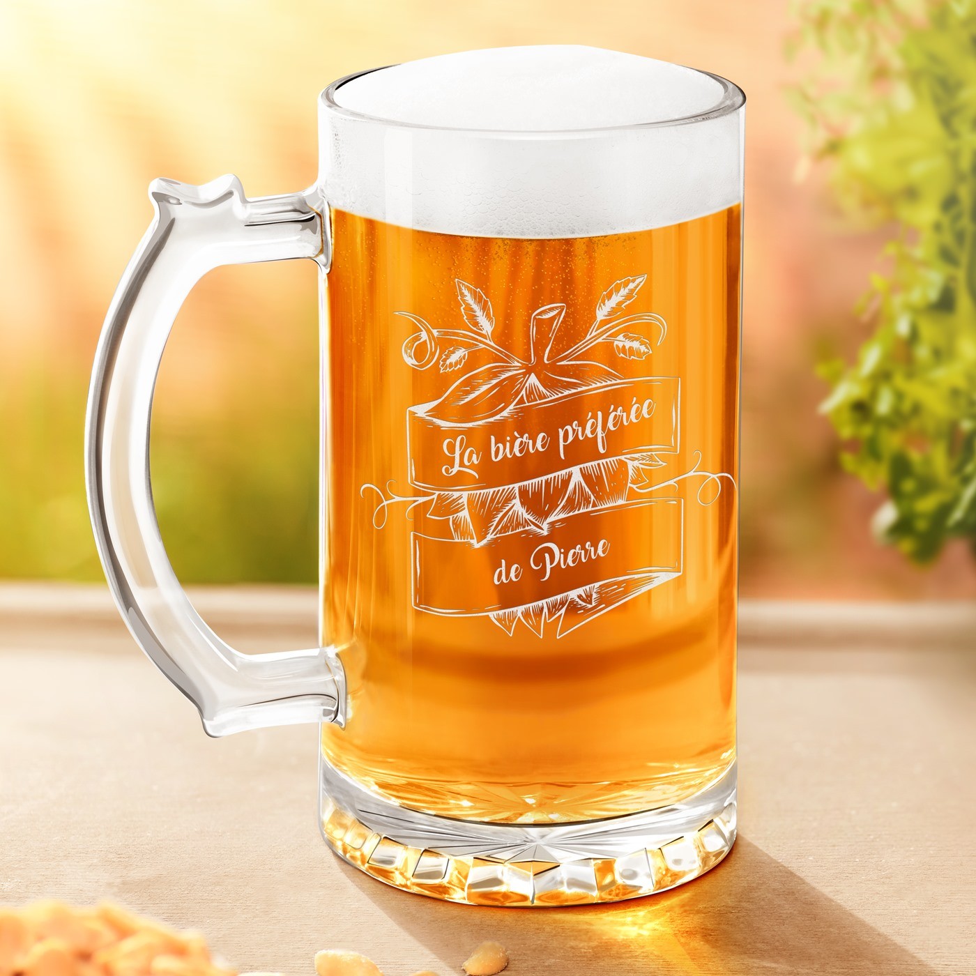 Copa de cerveza personalizada Murrano para el cumpleaños de un amigo