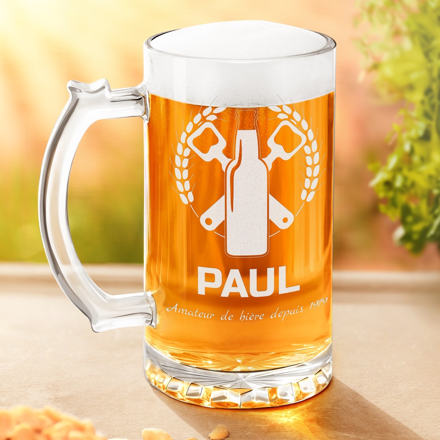 Vaso de cerveza personalizado Murrano para el cumpleaños de su hermano