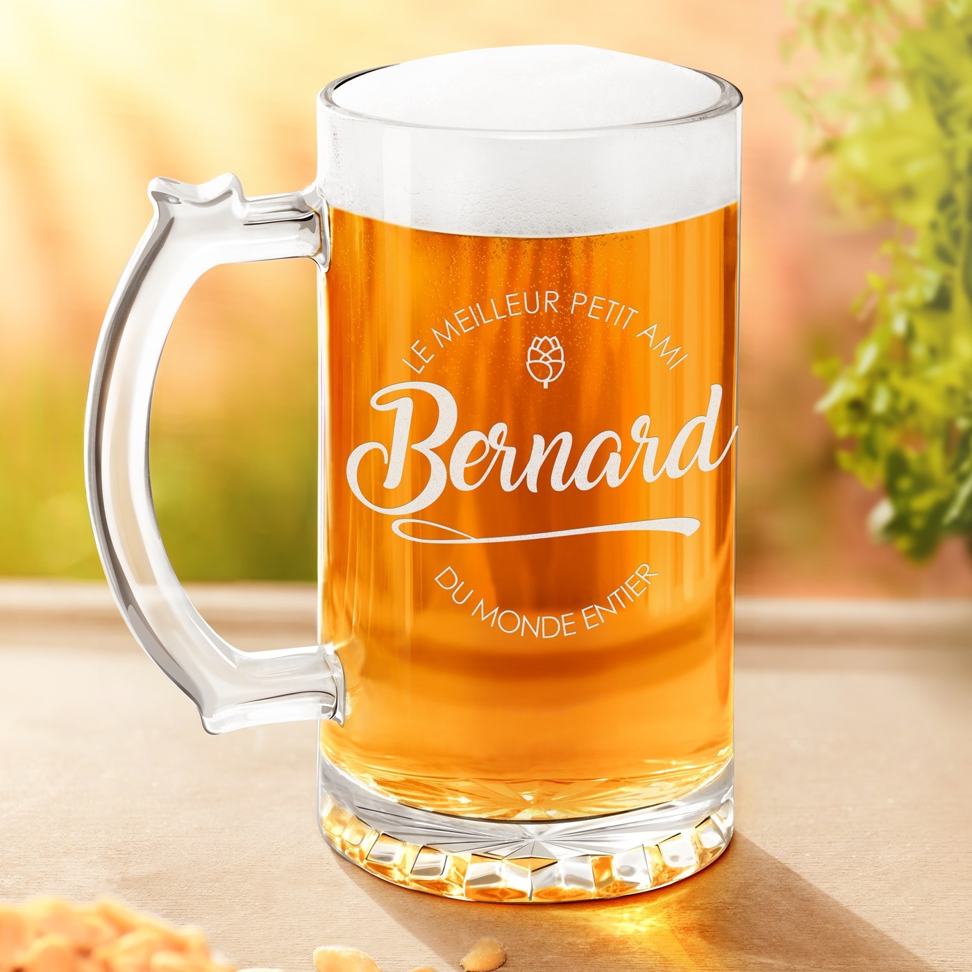Vaso de cerveza personalizado Murrano para el aniversario de un prometido