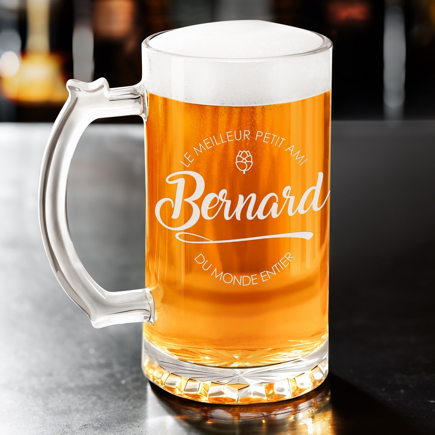 Vaso de cerveza personalizado Murrano para el aniversario de un prometido